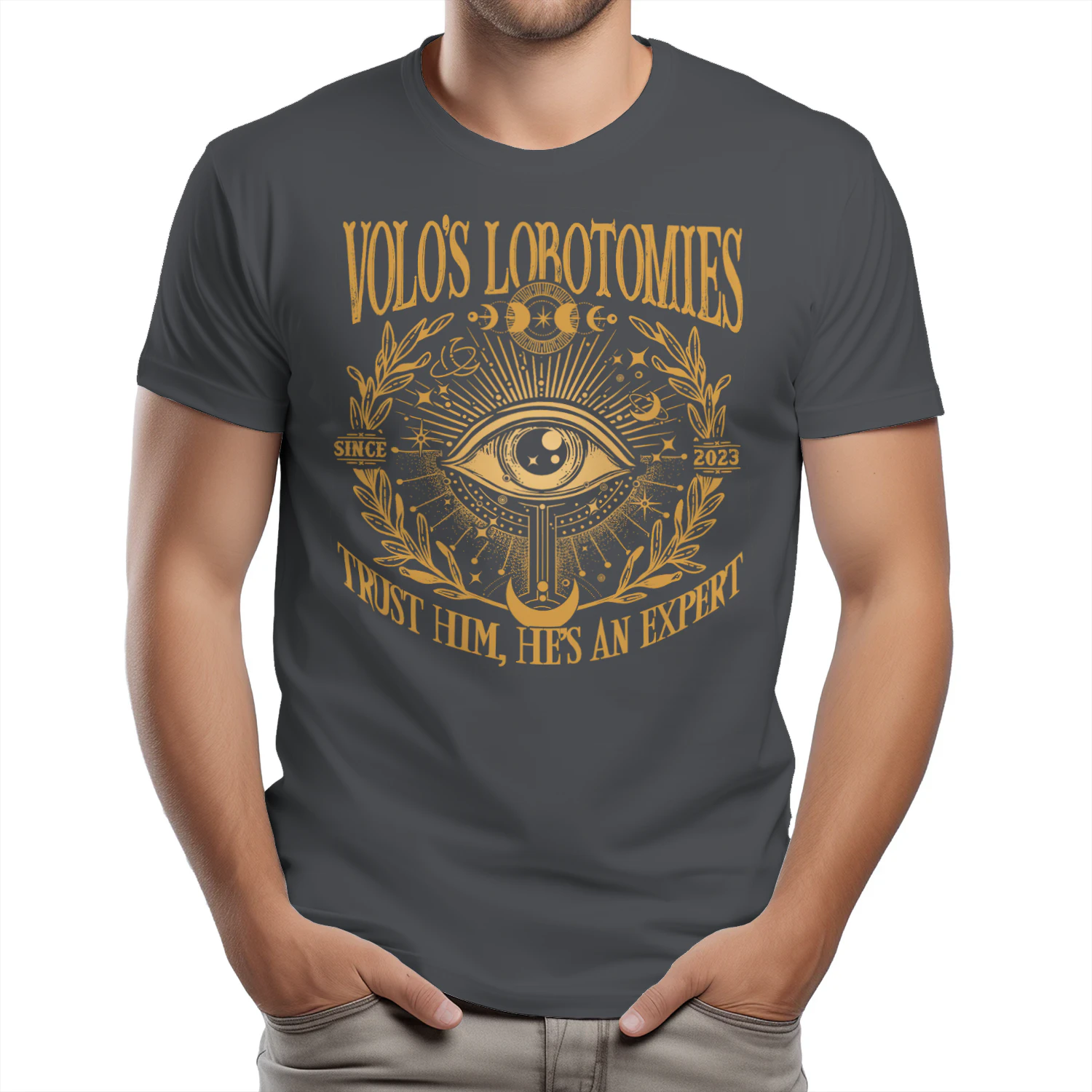 Volo’s Lobotomies Heavy Cotton Dark Colors T-shirt 1 Side, High Fantasy Gildan Tee, Tabletop RPG Lore Shirt, Book Lover Gifts