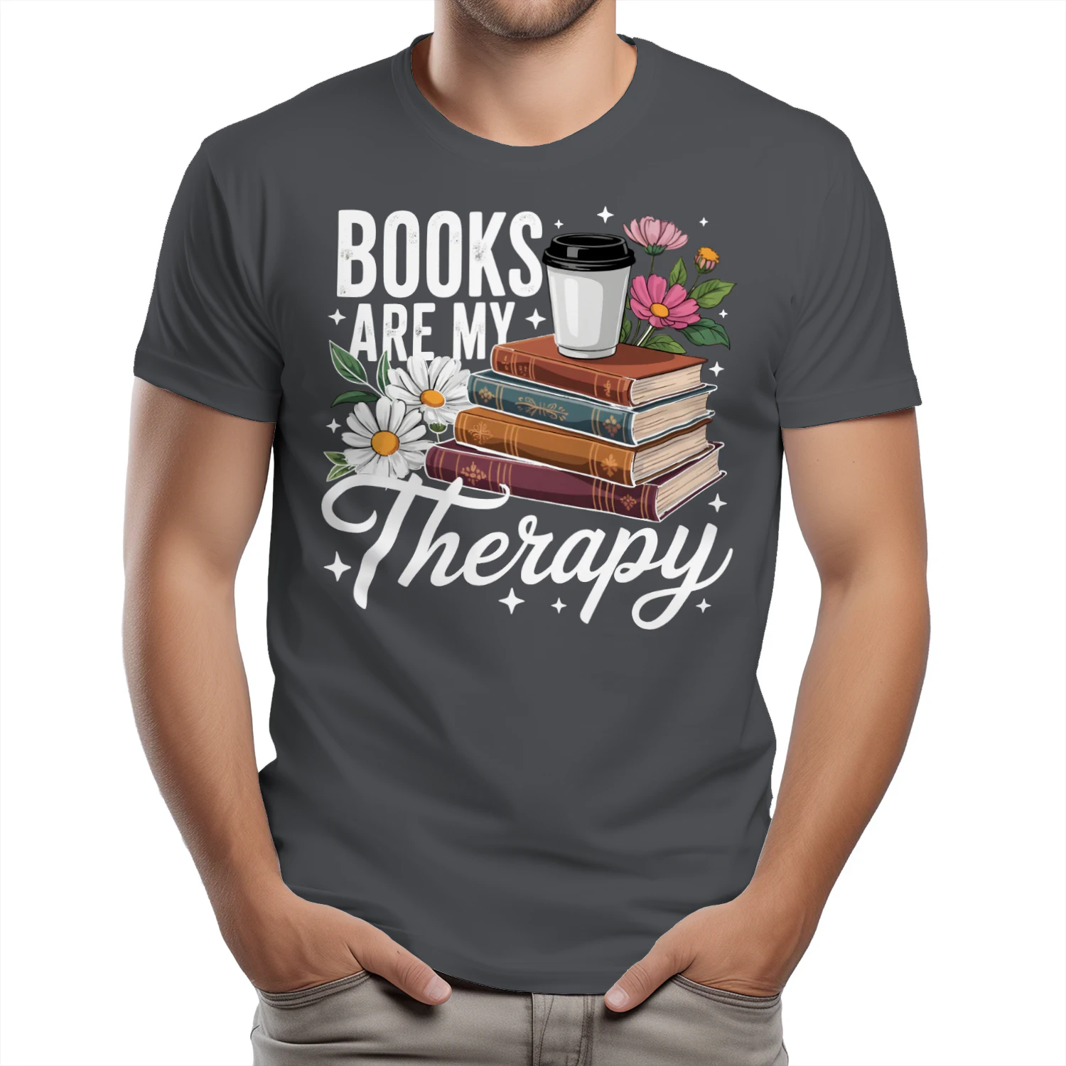 Book Are My Therapy V2 Heavy Cotton Dark Colors T-shirt 1 Side, Book Club Gildan Tee, Readers Club Shirt, Book Lover Gifts