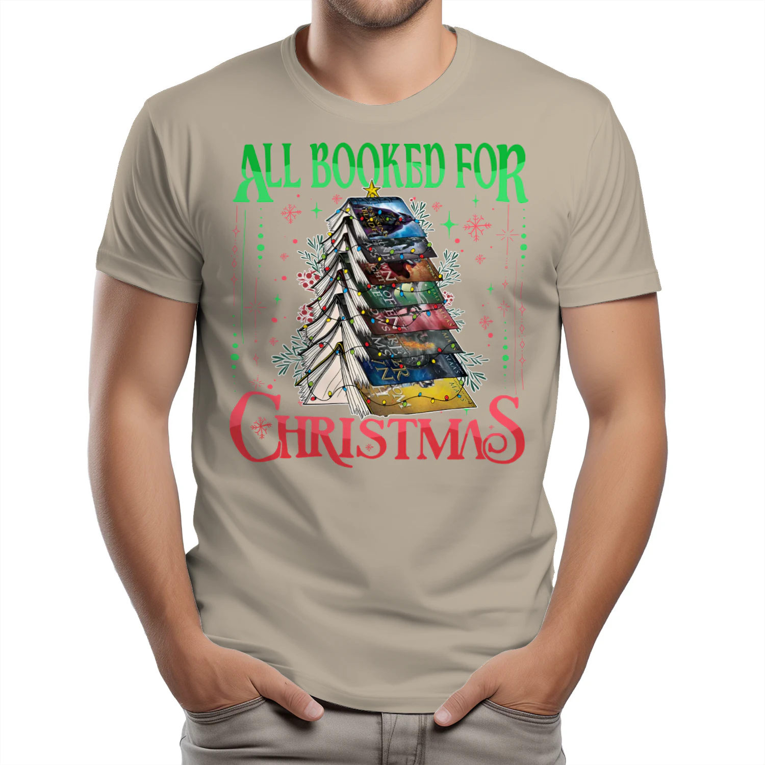 All Booked For Christmas Heavy Cotton Light Colors T-shirt 1 Side, Acotar Gildan Tee, Romantasy Book Shirt, Book Gifts