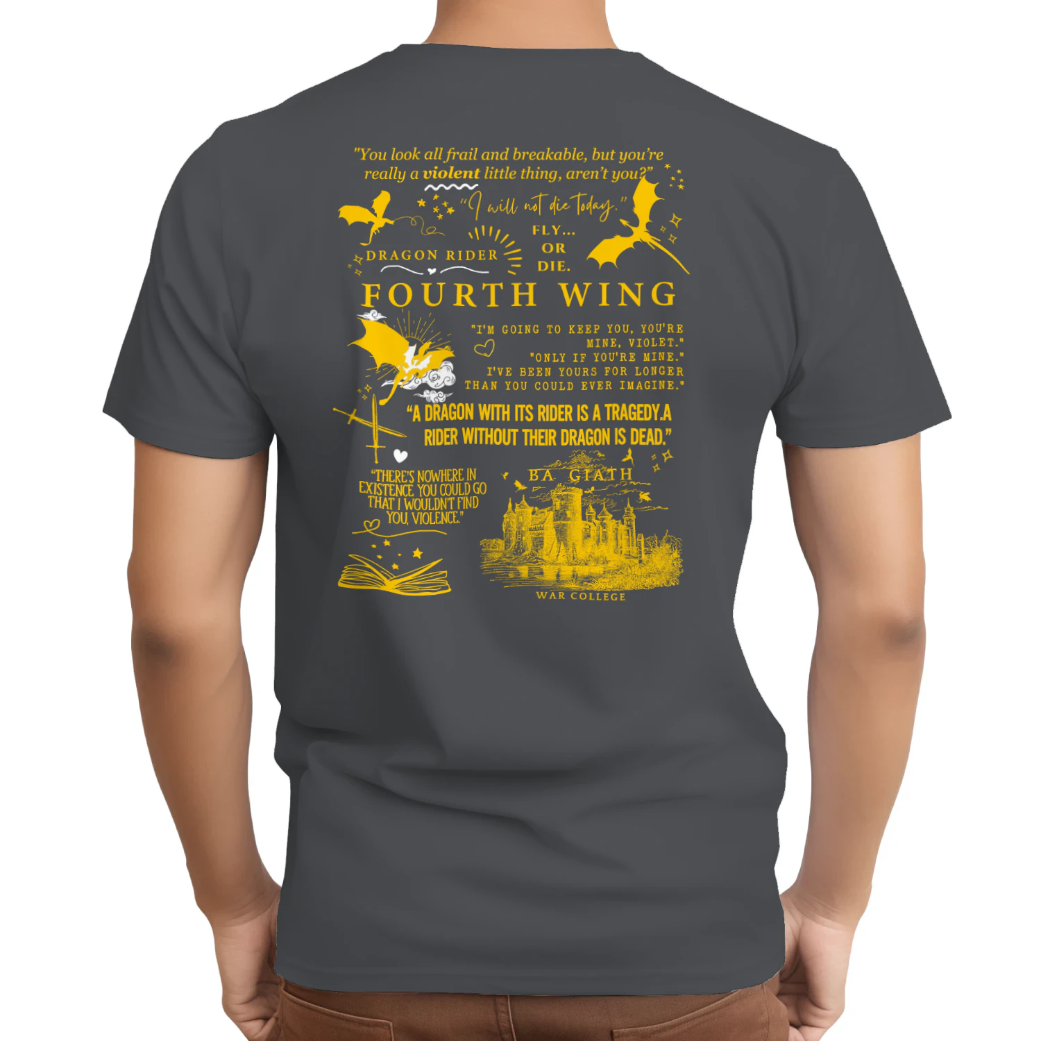 Basgiath War College Heavy Cotton Shirt 2 Side, Fourth Wing Series Tee, Romantasy Shirt, Book Lover Gifts