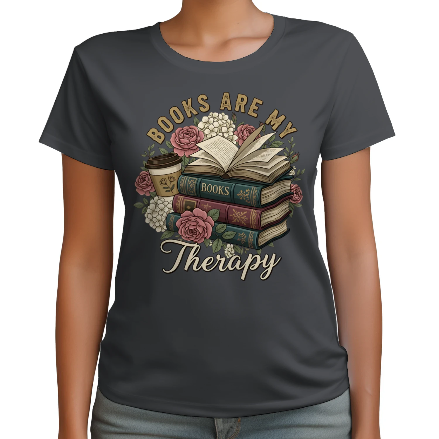 Book Are My Therapy Heavy Cotton Dark Colors T-shirt 1 Side, Book Club Gildan Tee, Readers Club Shirt, Book Lover Gifts