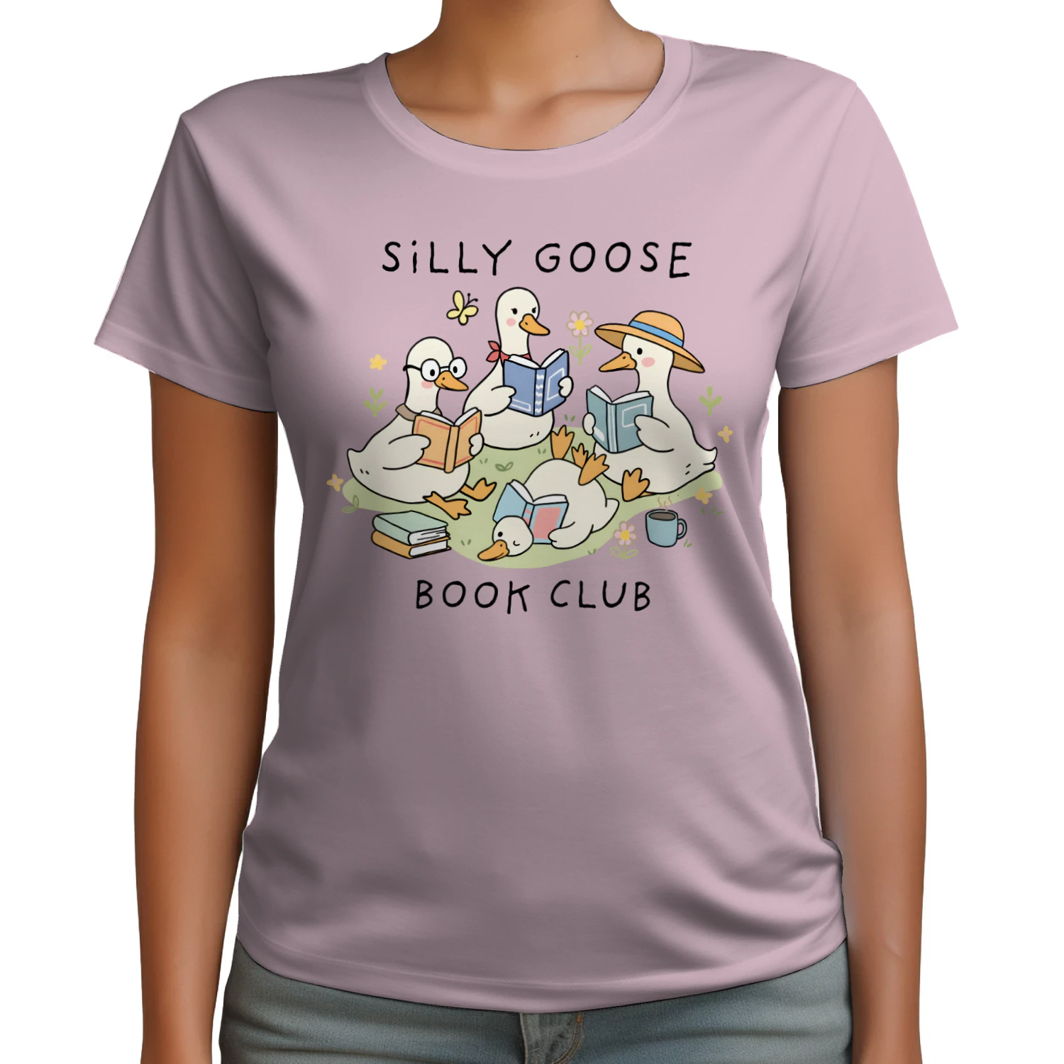 Silly Goose Readers Heavy Cotton Light Colors T-shirt 1 Side, Funny Book Club Gildan Tee, Readers Club Shirt, Book Lover Gifts