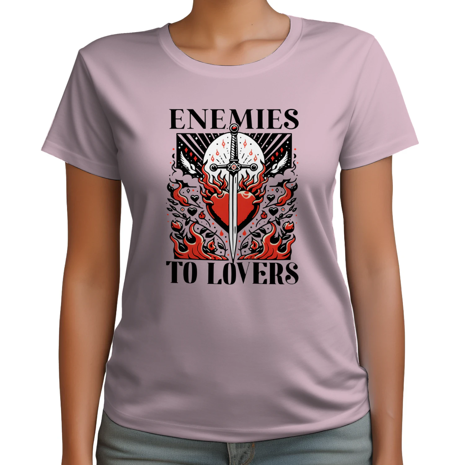 Enemies To Lovers Heavy Cotton Light Colors T-shirt 1 Side, Book Club Gildan Tee, Readers Club Shirt, Book Lover Gifts