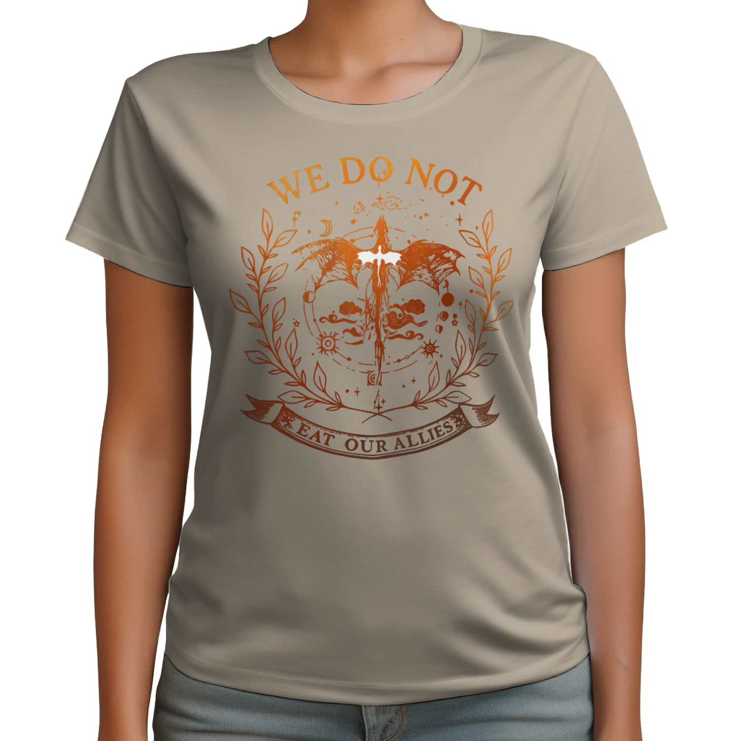 We Do Not Eat Our Allies Heavy Cotton Light Colors T-shirt 1 Side, Fourth Wing Gildan Tee, Fantasy Romance Book Shirt, Book Gifts