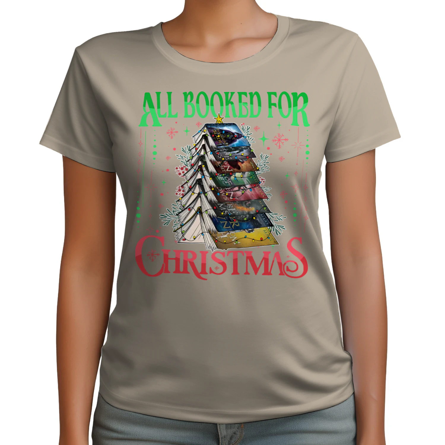 All Booked For Christmas Heavy Cotton Light Colors T-shirt 1 Side, Acotar Gildan Tee, Romantasy Book Shirt, Book Gifts