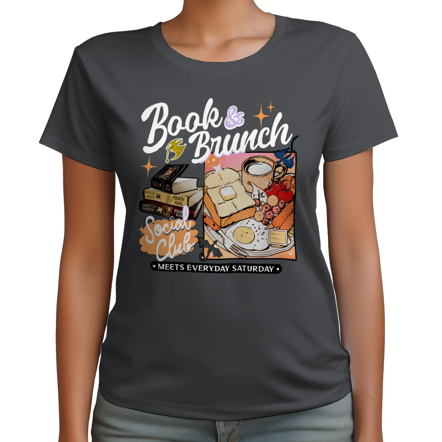 Book Brunch Heavy Cotton Dark Colors T-shirt 1 Side, Social Club Gildan Tee, Readers Club Shirt, Book Lover Gifts