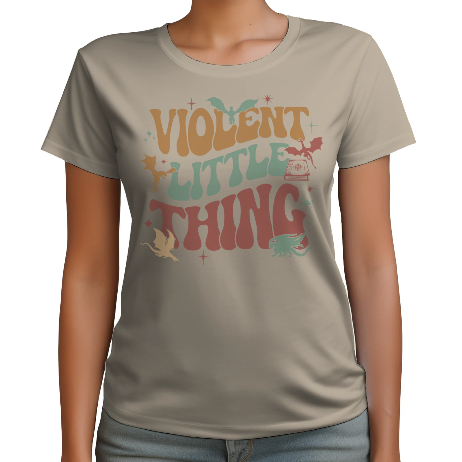 Violent Little Thing Heavy Cotton Light Colors T-shirt 1 Side, Fourth Wing Gildan Tee, Romantasy Book Shirt, Book Gifts