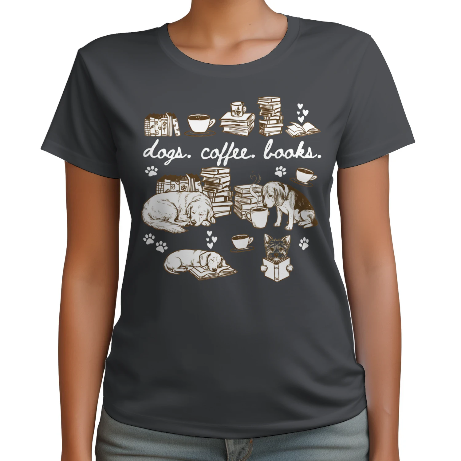 Dogs, Coffee and Book Club Heavy Cotton Dark Colors T-shirt 1 Side, Book Club Gildan Tee, Readers Club Shirt, Book Lover Gifts