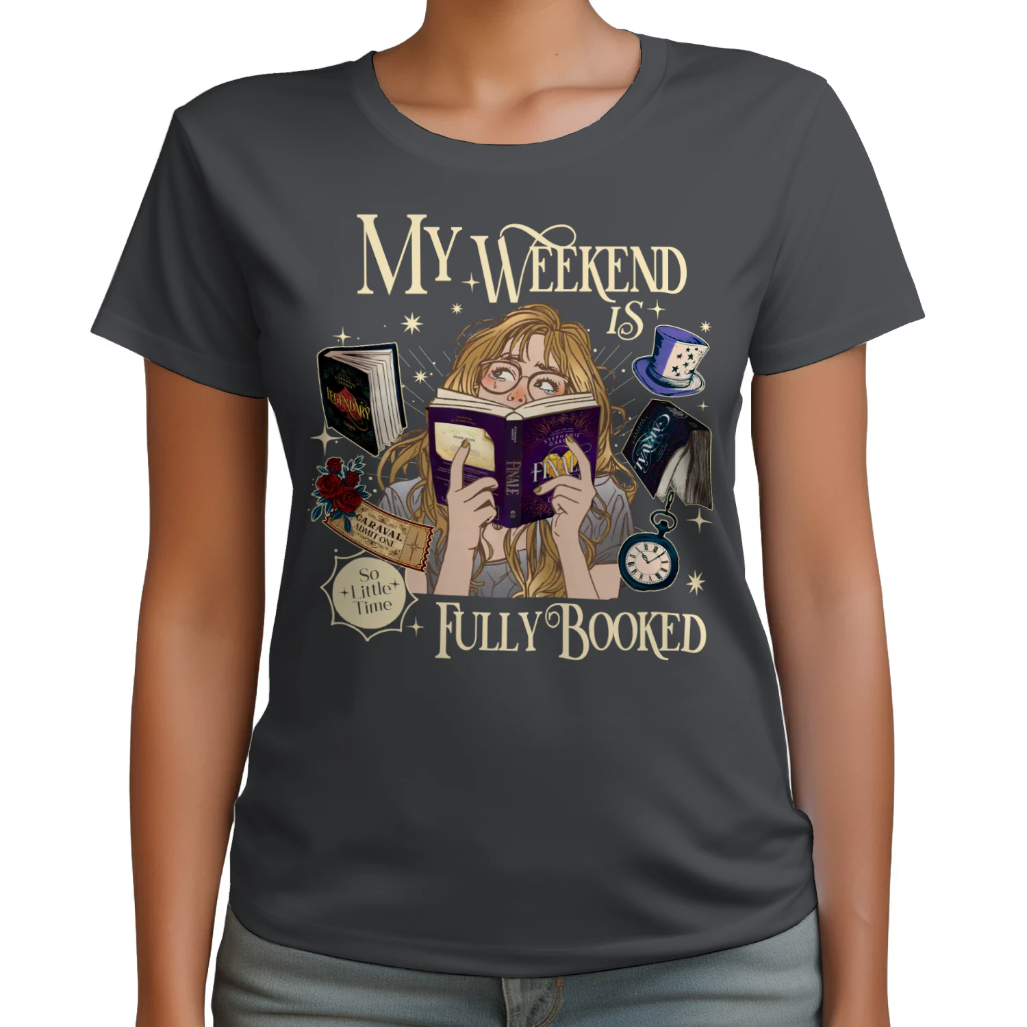 My Weekend Is Fully Booked Heavy Cotton Dark Colors T-shirt 2 Side, Caraval Series Gildan Tee, Young Adult Book Shirt, Book Lover Gifts