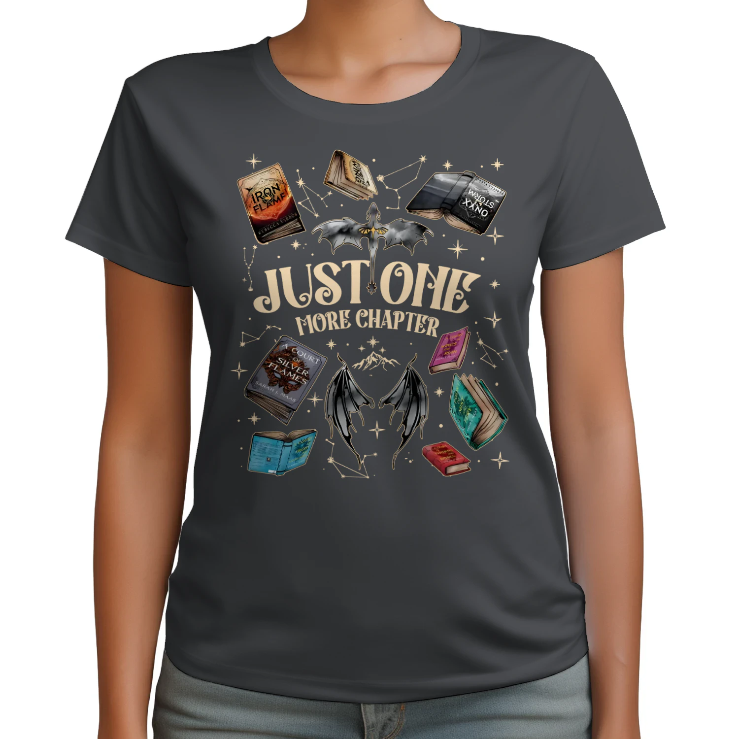 Just One More Chapter Heavy Cotton Dark Colors T-shirt 1 Side, Acotar Gildan Tee, Romantasy Shirt, Book Lover Gifts