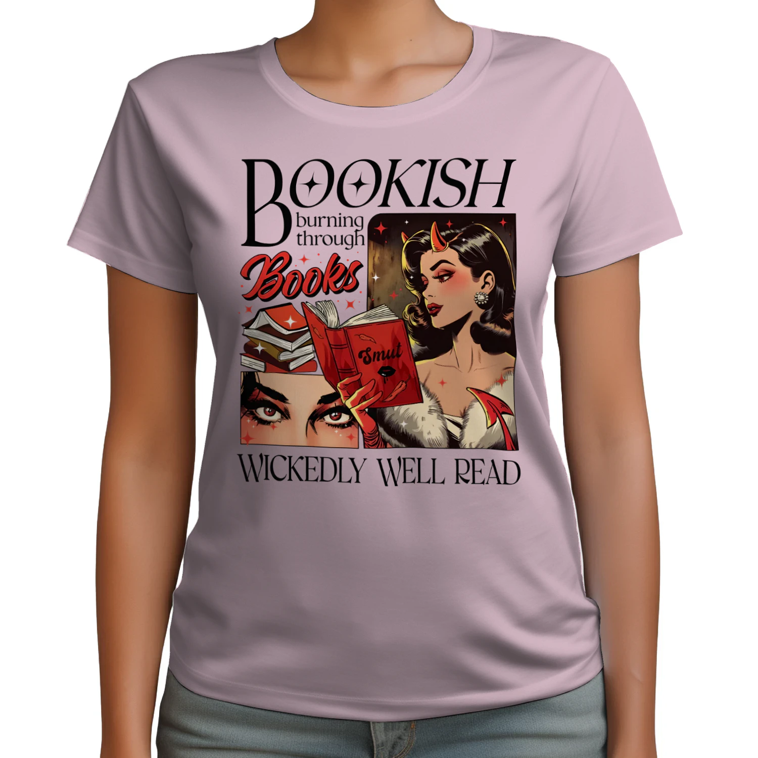 Bookish Burning Through Heavy Cotton Light Colors T-shirt 1 Side, Wickedly Well Read Gildan Tee, Readers Club Shirt, Book Lover Gifts