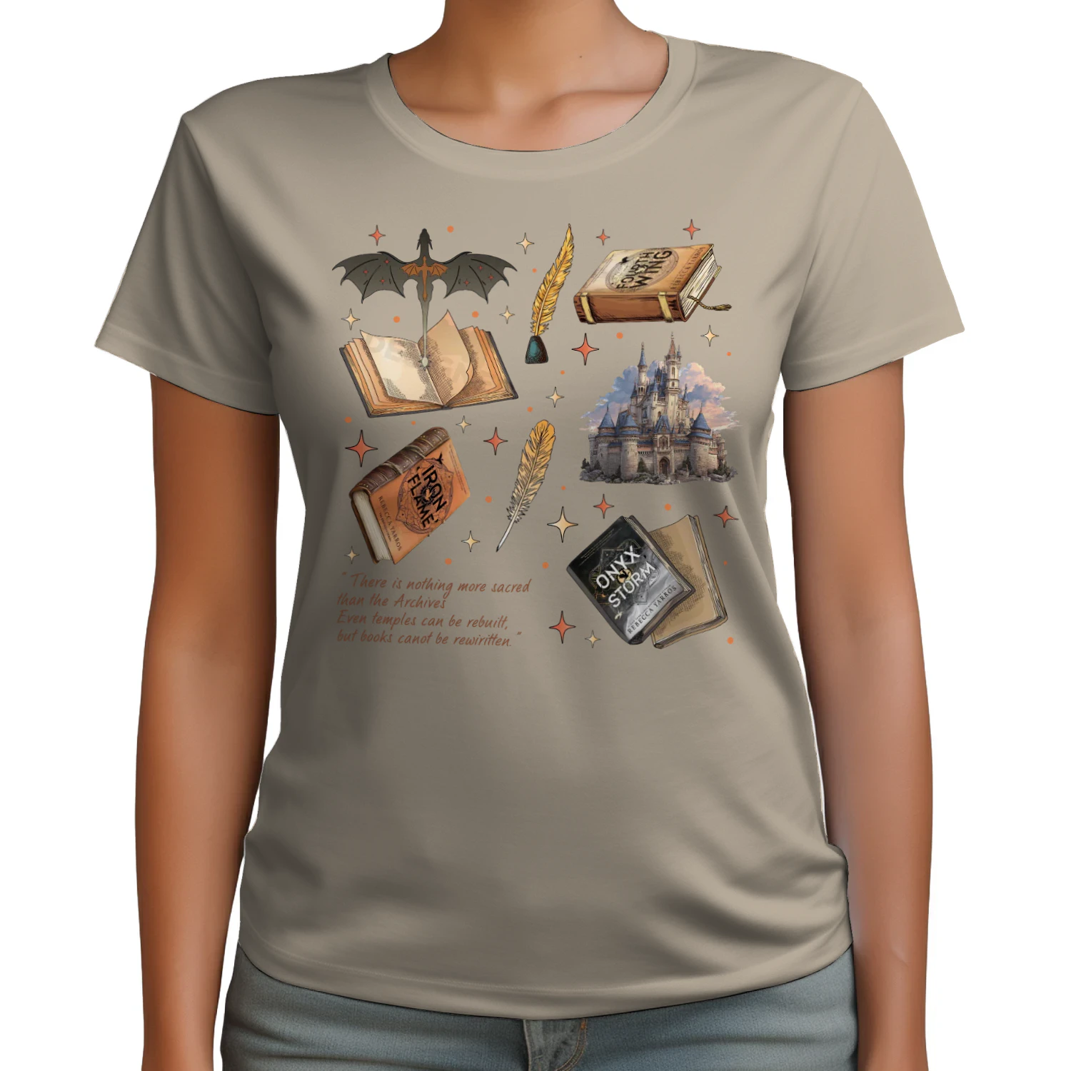 Fourth Wing Heavy Cotton Light Colors T-shirt 1 Side, The Empyrean Series Gildan Tee, Fantasy Romance Book Shirt, Book Gifts