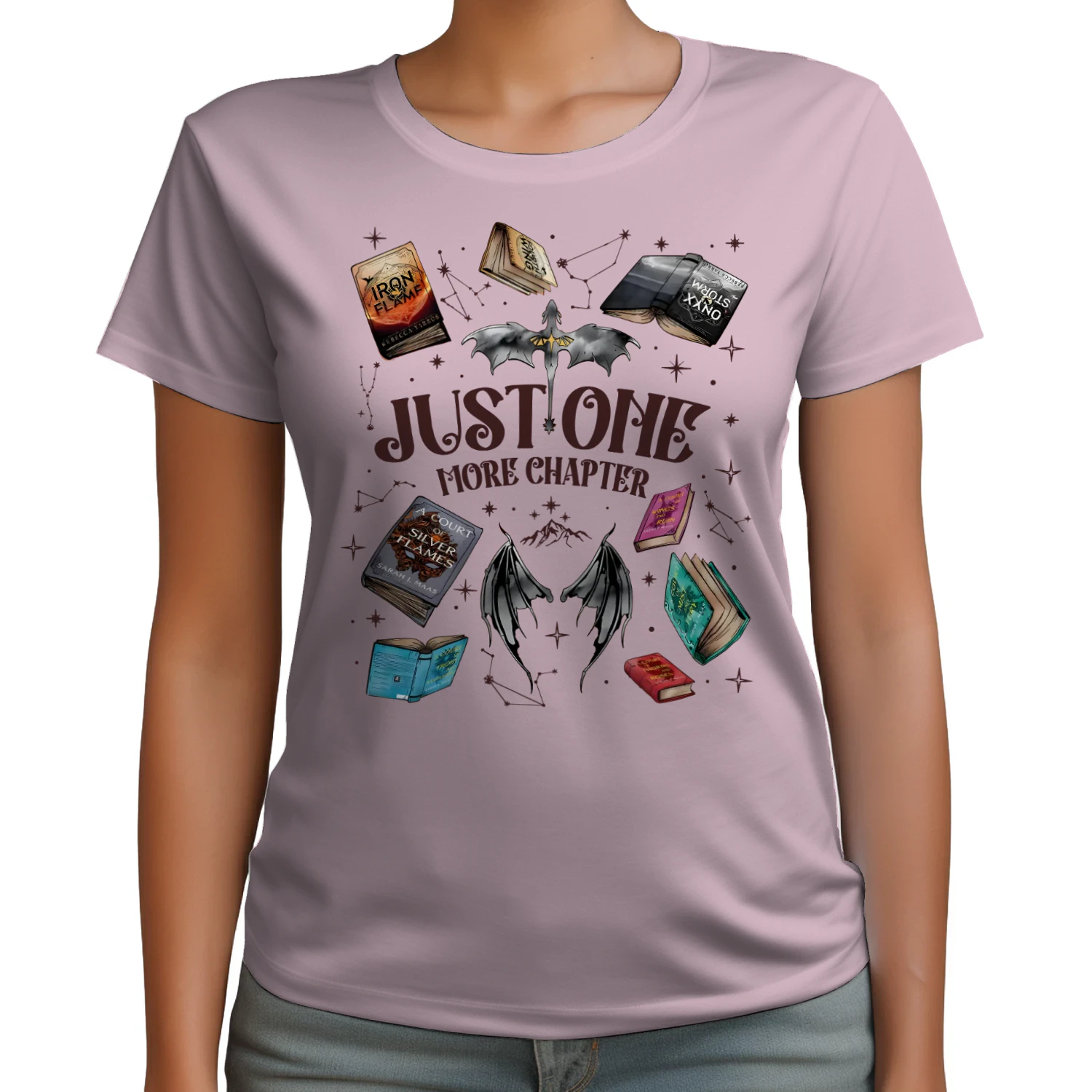 Just One More Chapter Heavy Cotton Light Colors T-shirt 1 Side, Acotar Gildan Tee, Romantasy Shirt, Book Lover Gifts