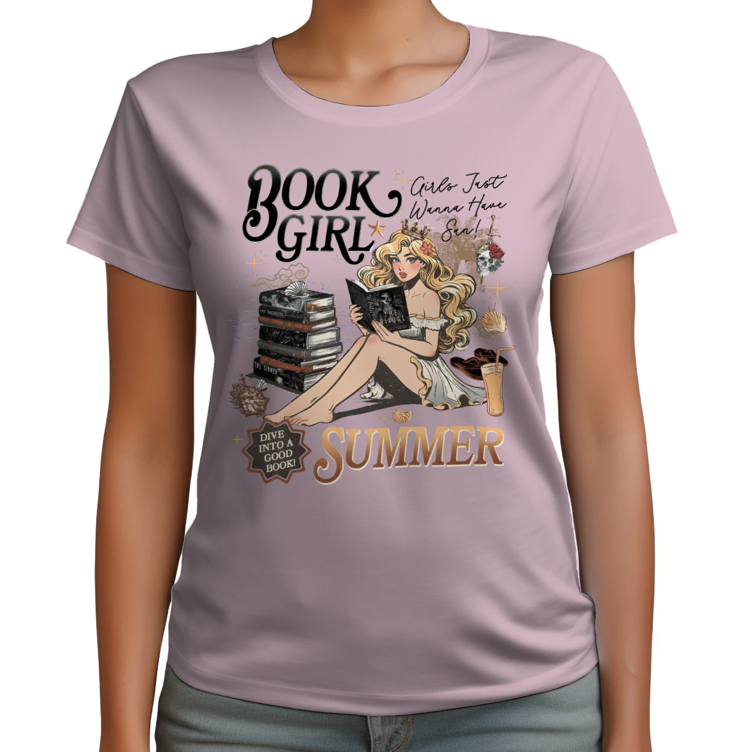 Book Girl Summer Heavy Cotton Light Colors T-shirt 2 Side, The Enemy Series Gildan Tee, Survival Horror Book Shirt, Book Lover Gifts