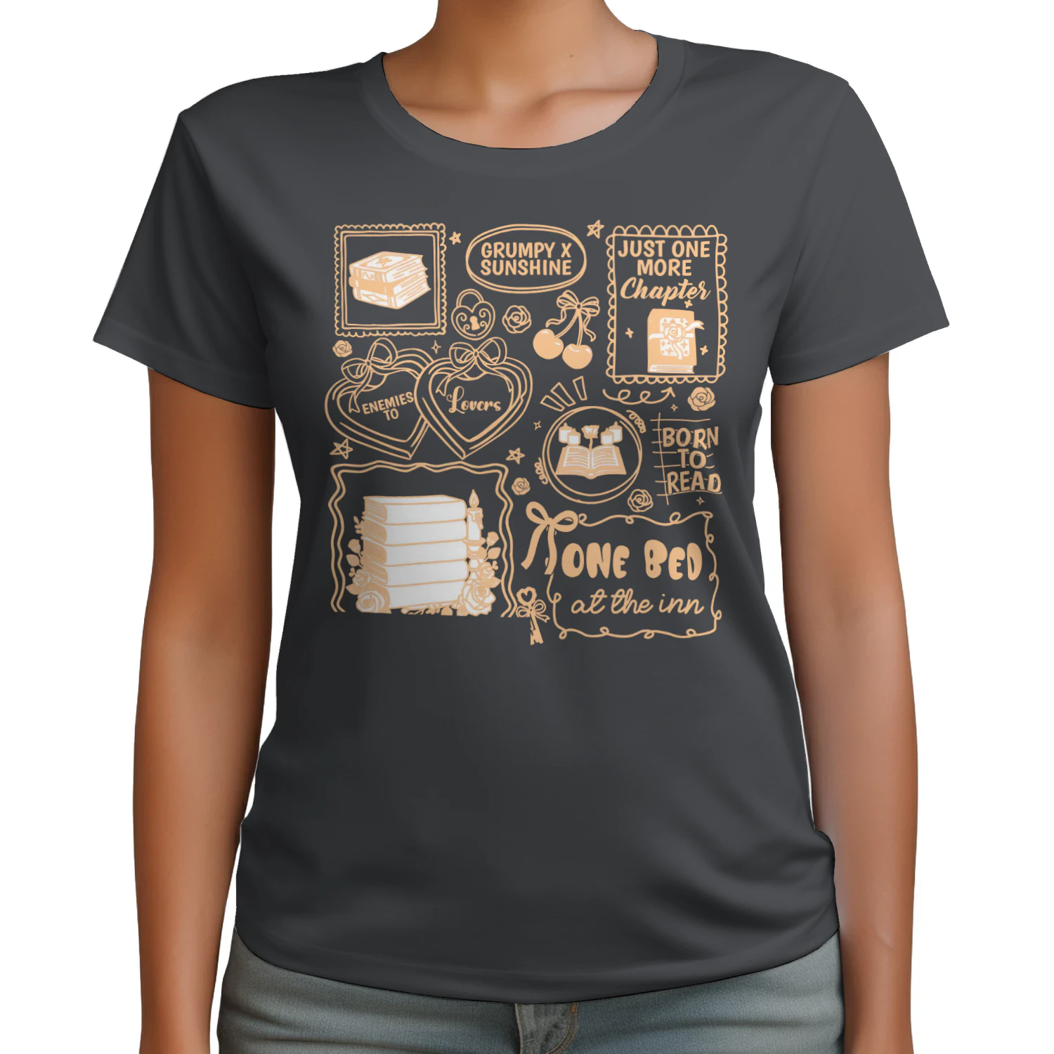 Enemies To Lovers Heavy Cotton Dark Colors T-shirt 1 Side, Book Lover Quotes Gildan Tee, Readers Club Shirt, Book Lover Gifts