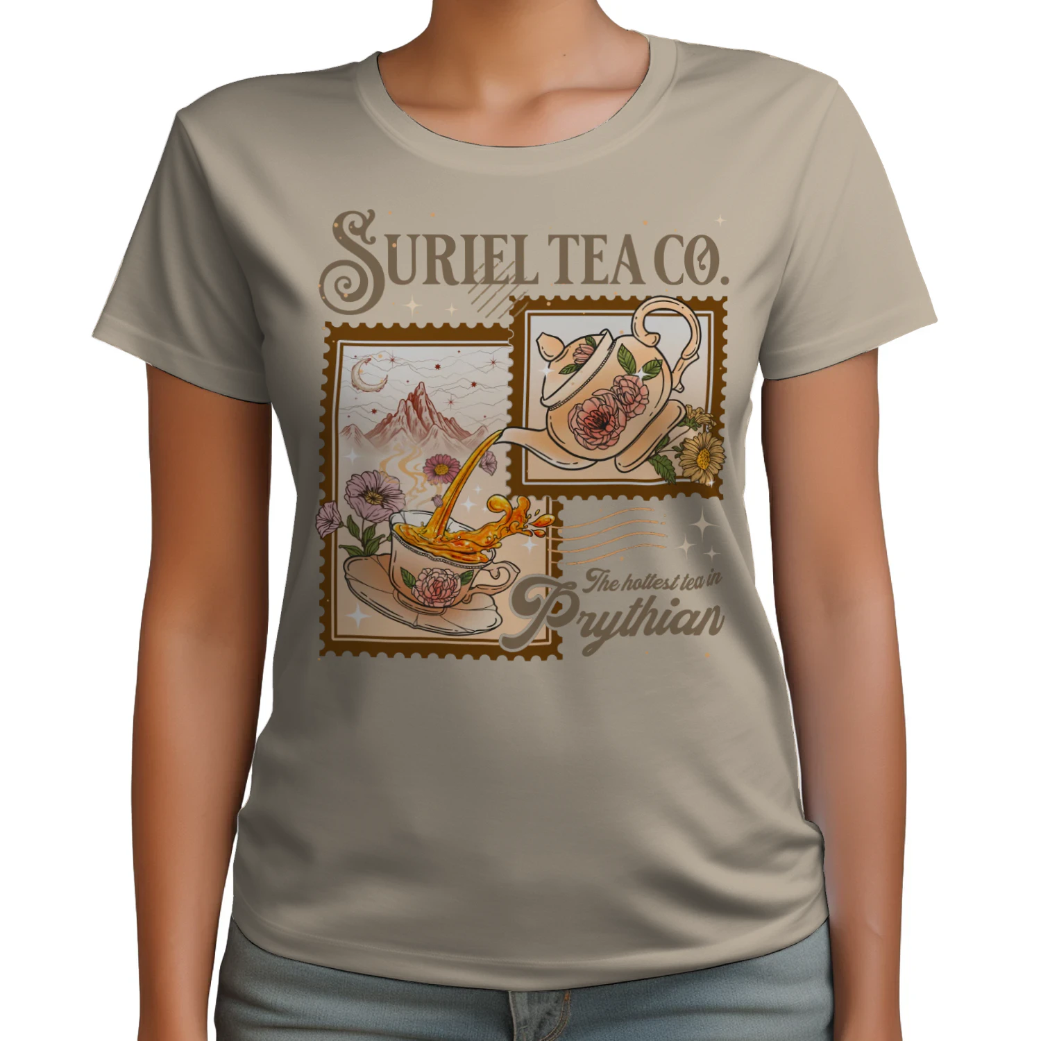 Suriel Tea Co Heavy Cotton Light Colors T-shirt 1 Side, Acotar Series Gildan Tee, Fantasy Romance Book Shirt, Book Lover Gifts