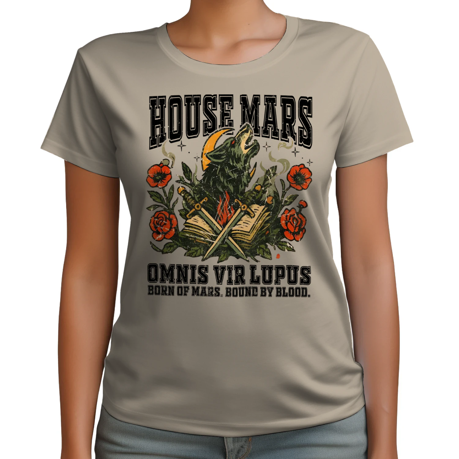 House Mars Heavy Cotton Light Colors T-shirt 1 Side, Red Rising Saga Gildan Tee, Science Fiction Book Shirt, Book Gifts