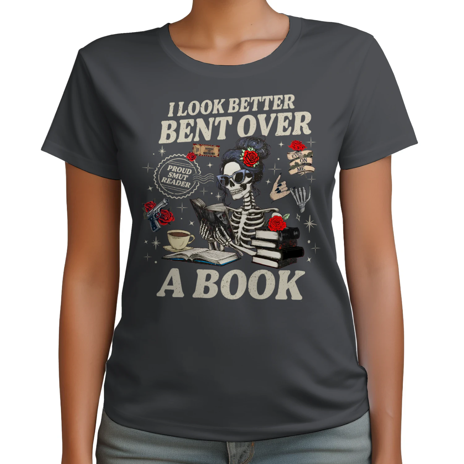 I Look Better Bent Over A Book Heavy Cotton Dark Colors T-shirt 1 Side, Haunting Adeline Gildan Tee, Dark Romance Shirt, Book Lover Gifts