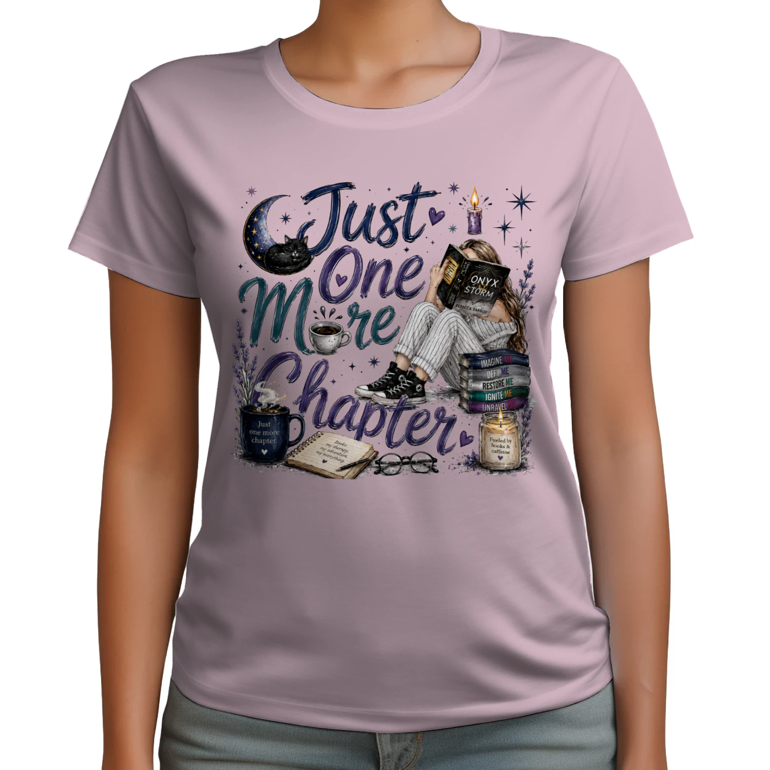 Just One More Chapter Heavy Cotton Light Colors T-shirt 1 Side, Fourth Wing Gildan Tee, Romantasy Shirt, Book Lover Gifts