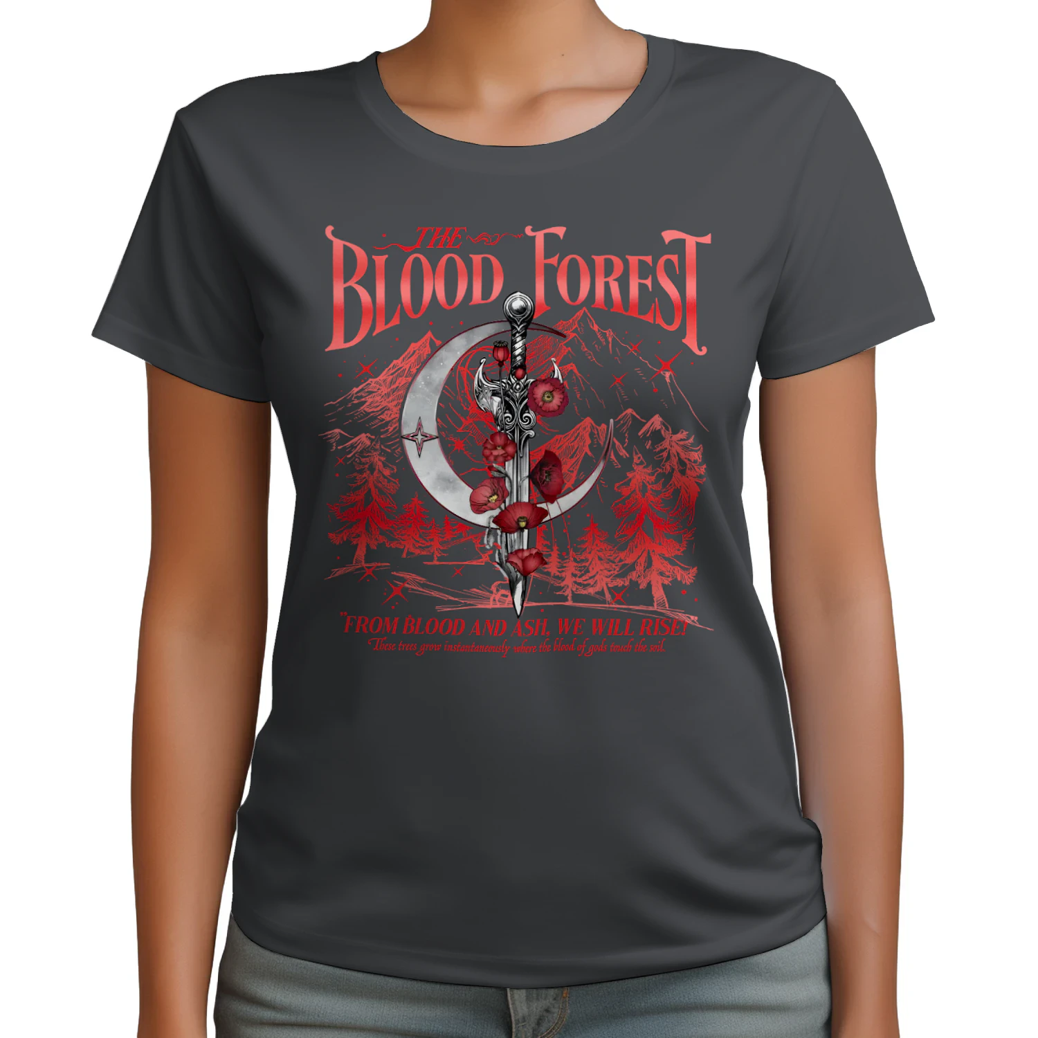 The Blood Forest Heavy Cotton Dark Colors T-shirt 2 Side, From Blood and Ash Gildan Tee, Romantasy Readers Shirt, Book Lover Gifts