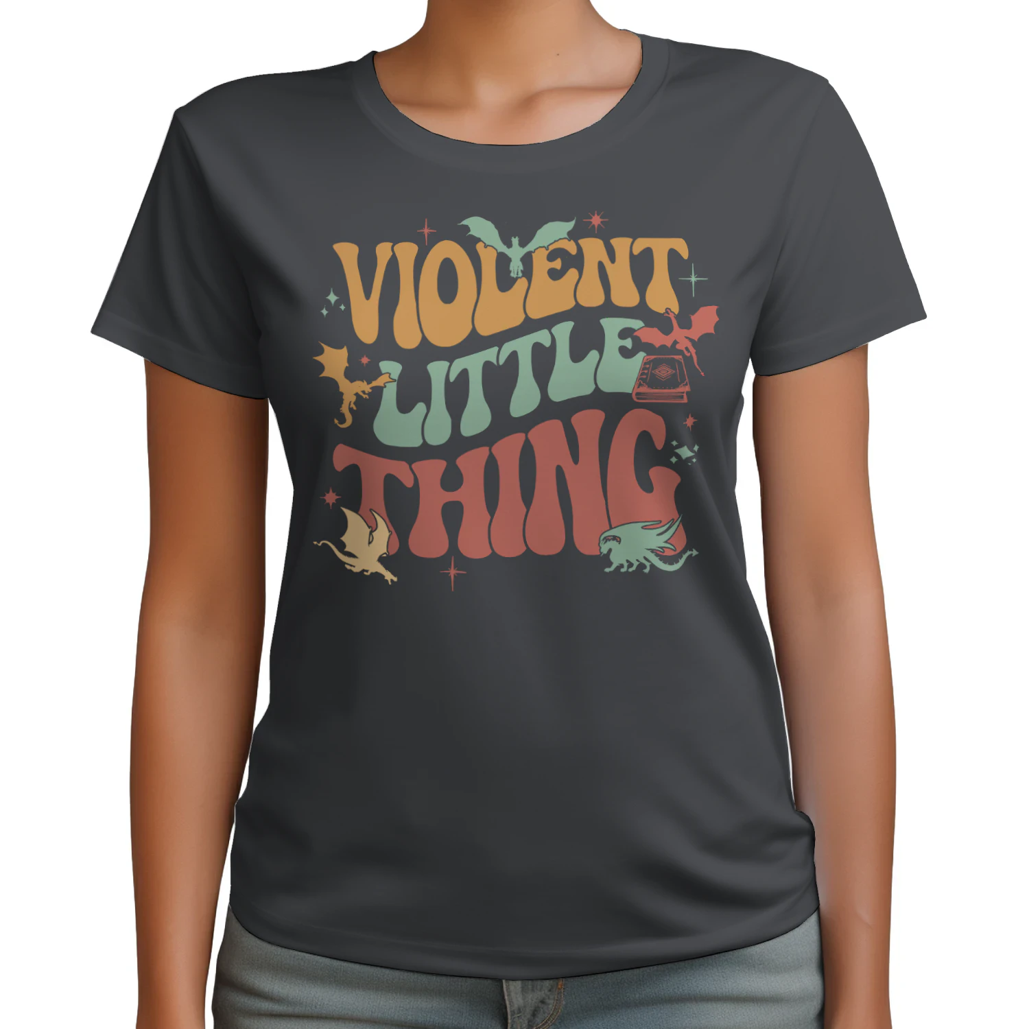 Violent Little Thing Heavy Cotton Dark Colors T-shirt 1 Side, Fourth Wing Gildan Tee, Romantasy Book Shirt, Book Lover Gifts