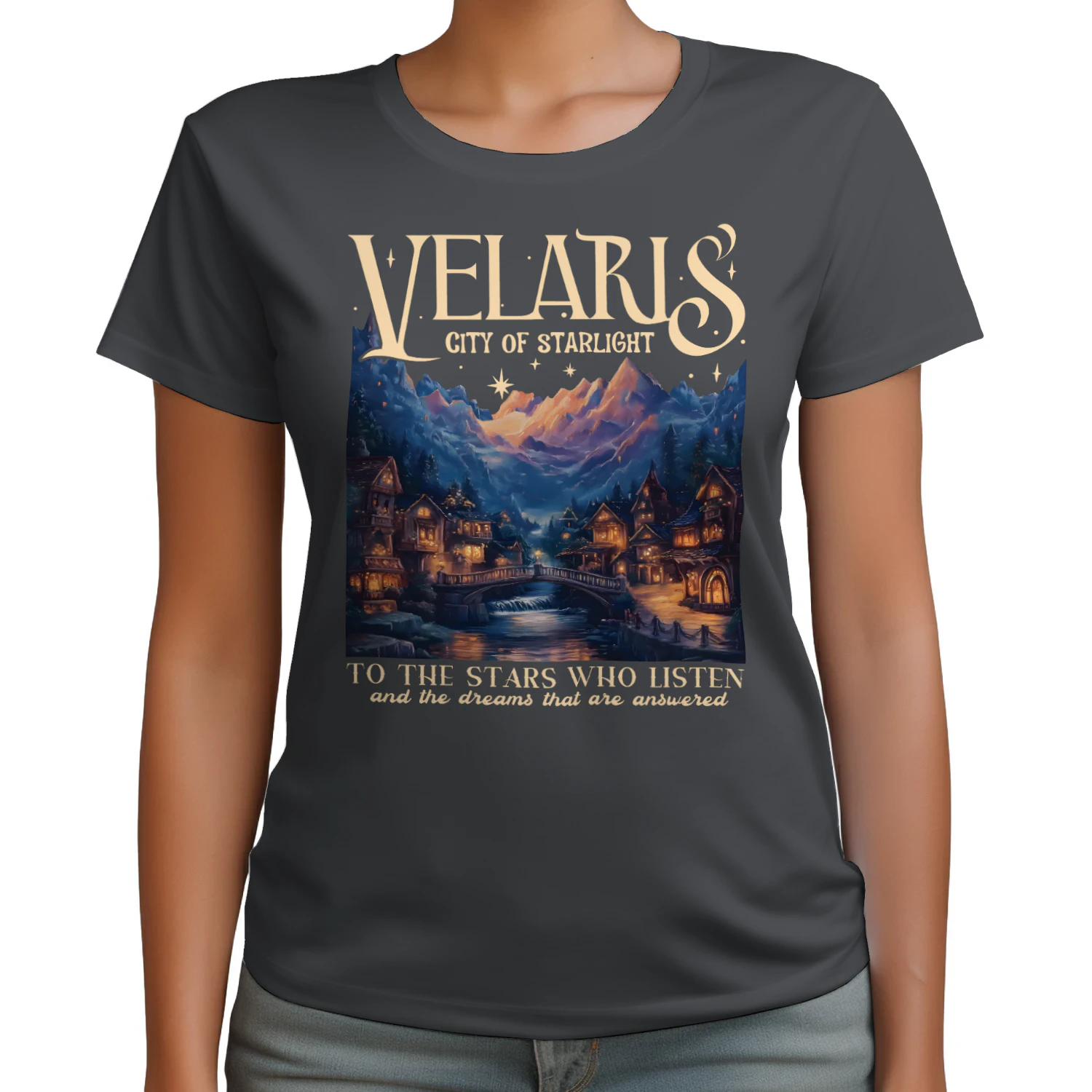 Velaris City Of Starlight Heavy Cotton Dark Colors T-shirt 1 Side, Acotar Series Gildan Tee, Fantasy Romance Book Shirt, Book Lover Gifts