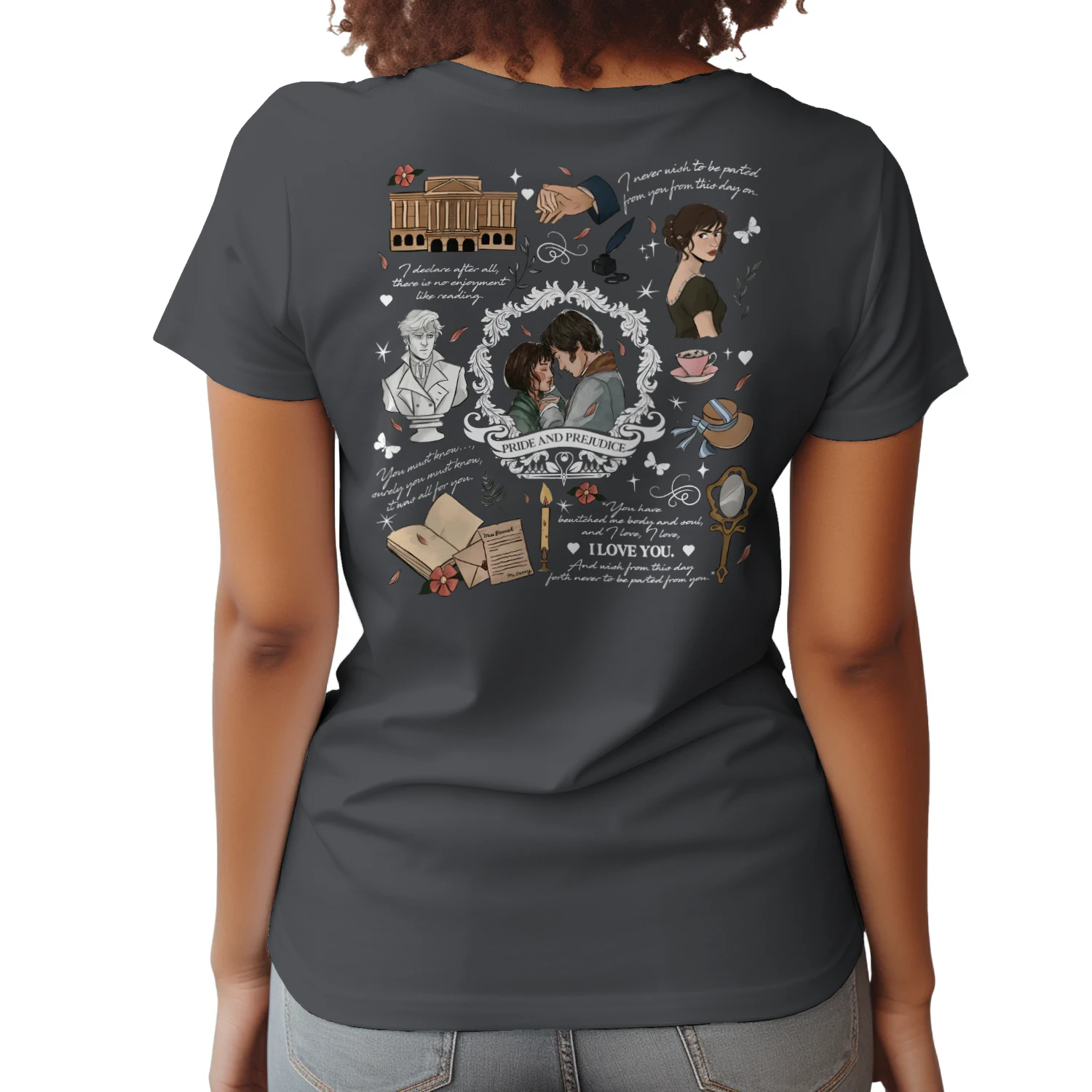 Pride & Prejudice Heavy Cotton T-Shirt 2 Side, Romance Tee, Classic Literature Shirt, Book Lover Gifts