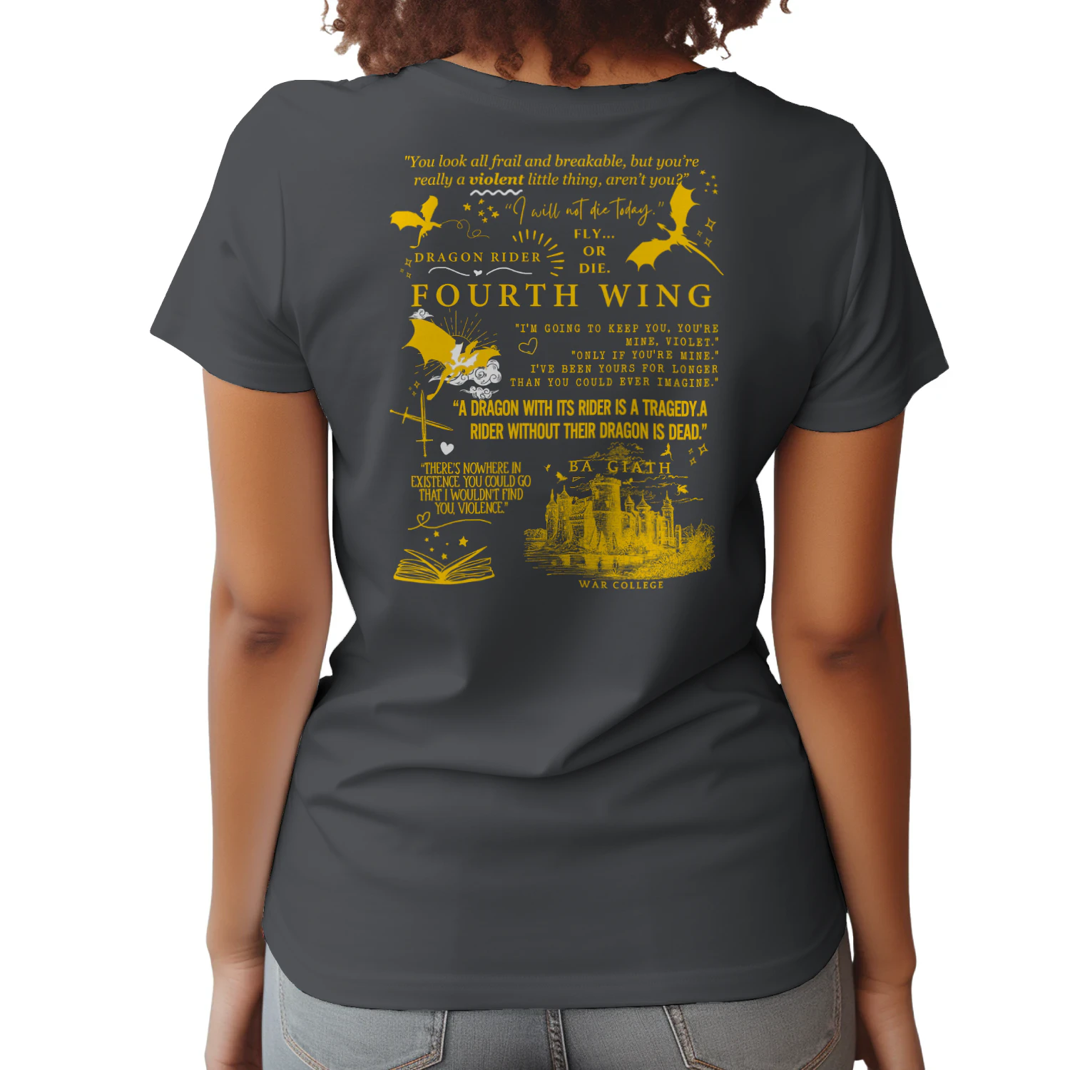 Basgiath War College Heavy Cotton Shirt 2 Side, Fourth Wing Series Tee, Romantasy Shirt, Book Lover Gifts