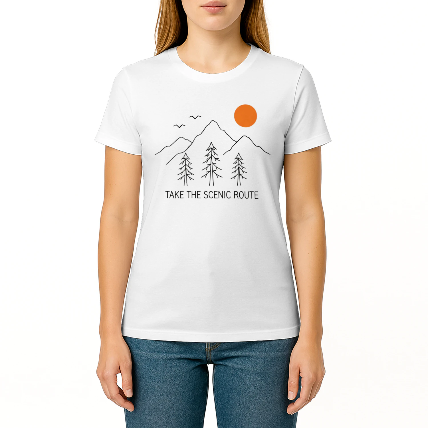 Simple Mountain and Pine Tree T-Shirt Design | Nature Line Art