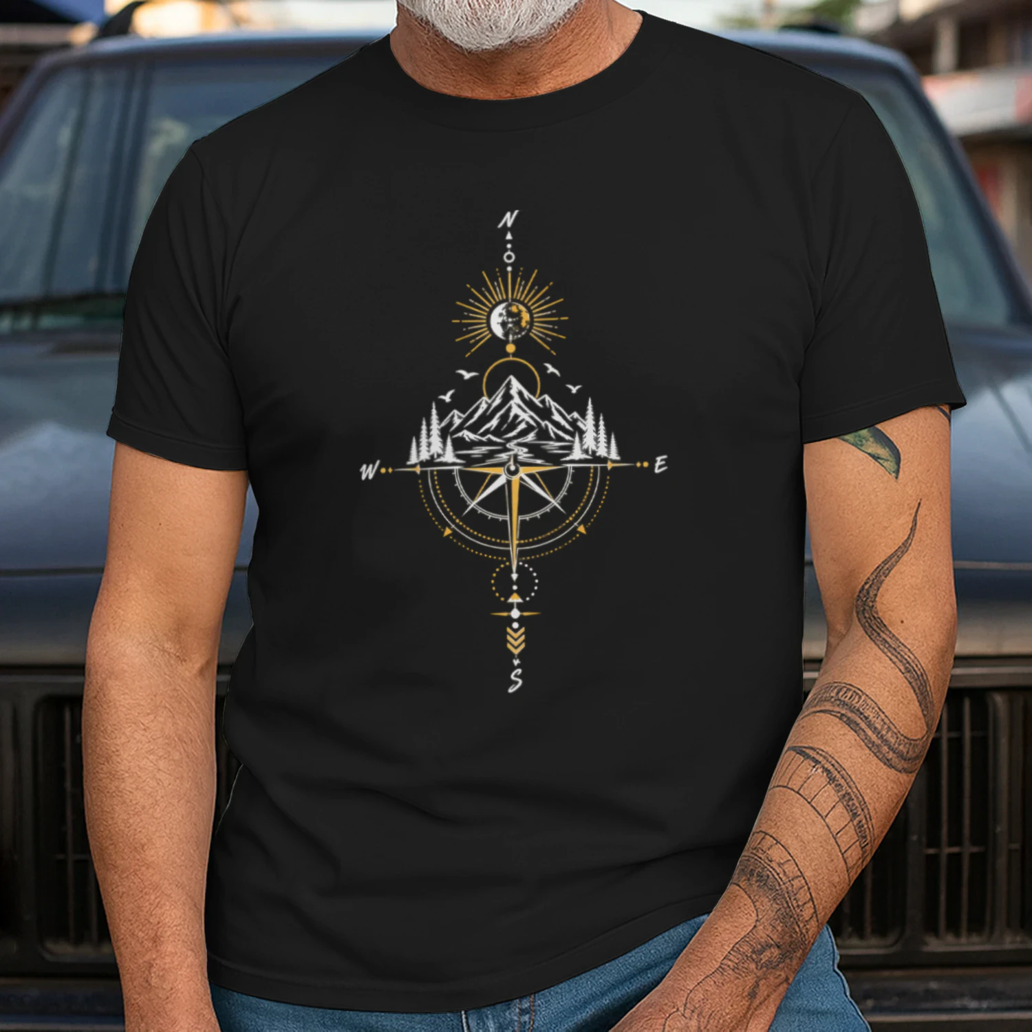 Mountain Compass Shirt, Hiking Adventure Tee, Outdoor Explorer Gift, Nature Lover Shirt, Camping and Travel Graphic Tee
