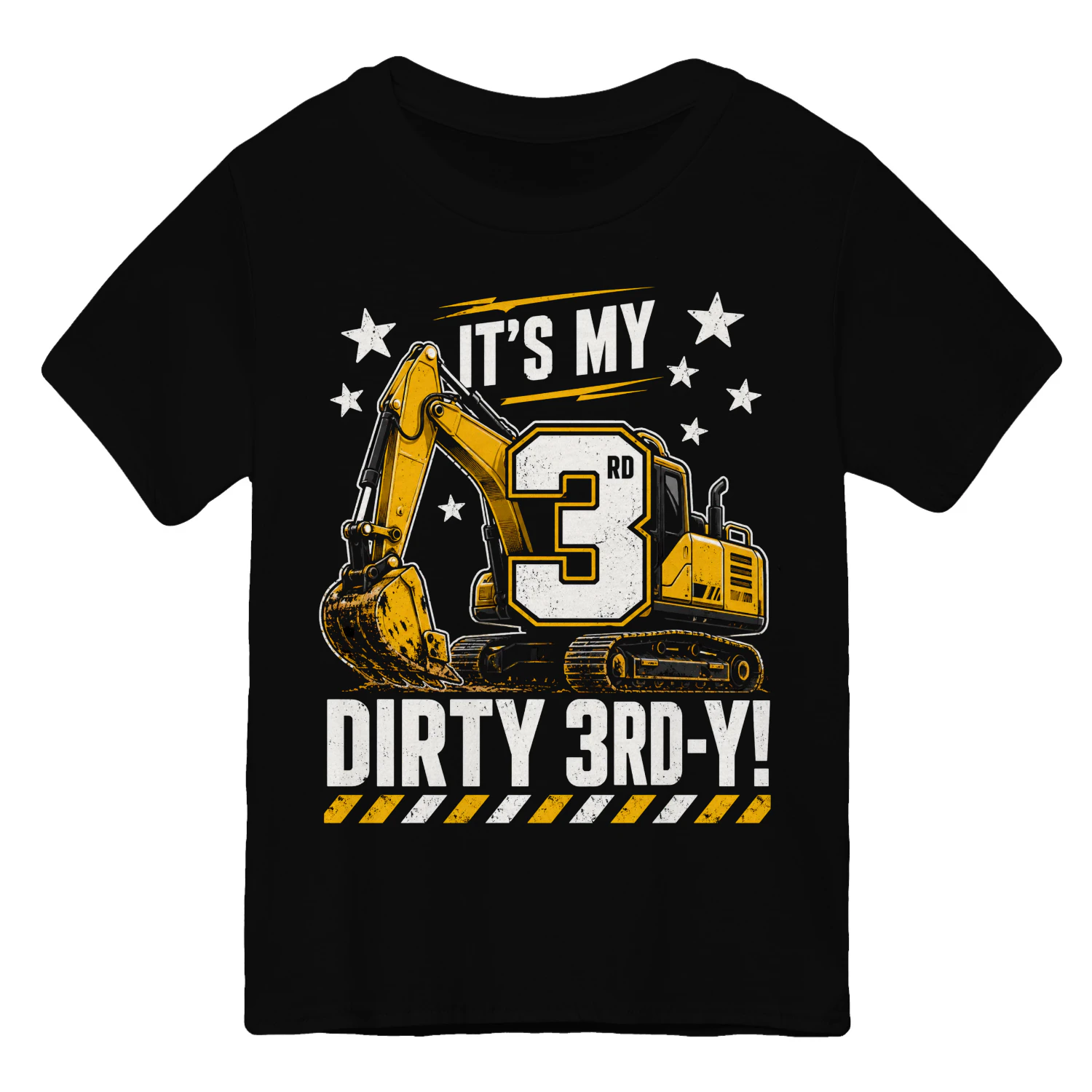 Tegan 3rd Birthday Shirt, Dirty 3rd-Y Excavator t-shirt, Construction Birthday, Front & Back