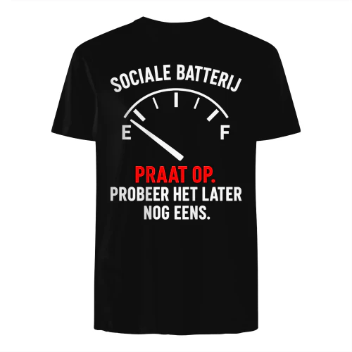 SOCIALE BATTERIJ PRAAT OP. PROBEER HET LATER NOG EENS.