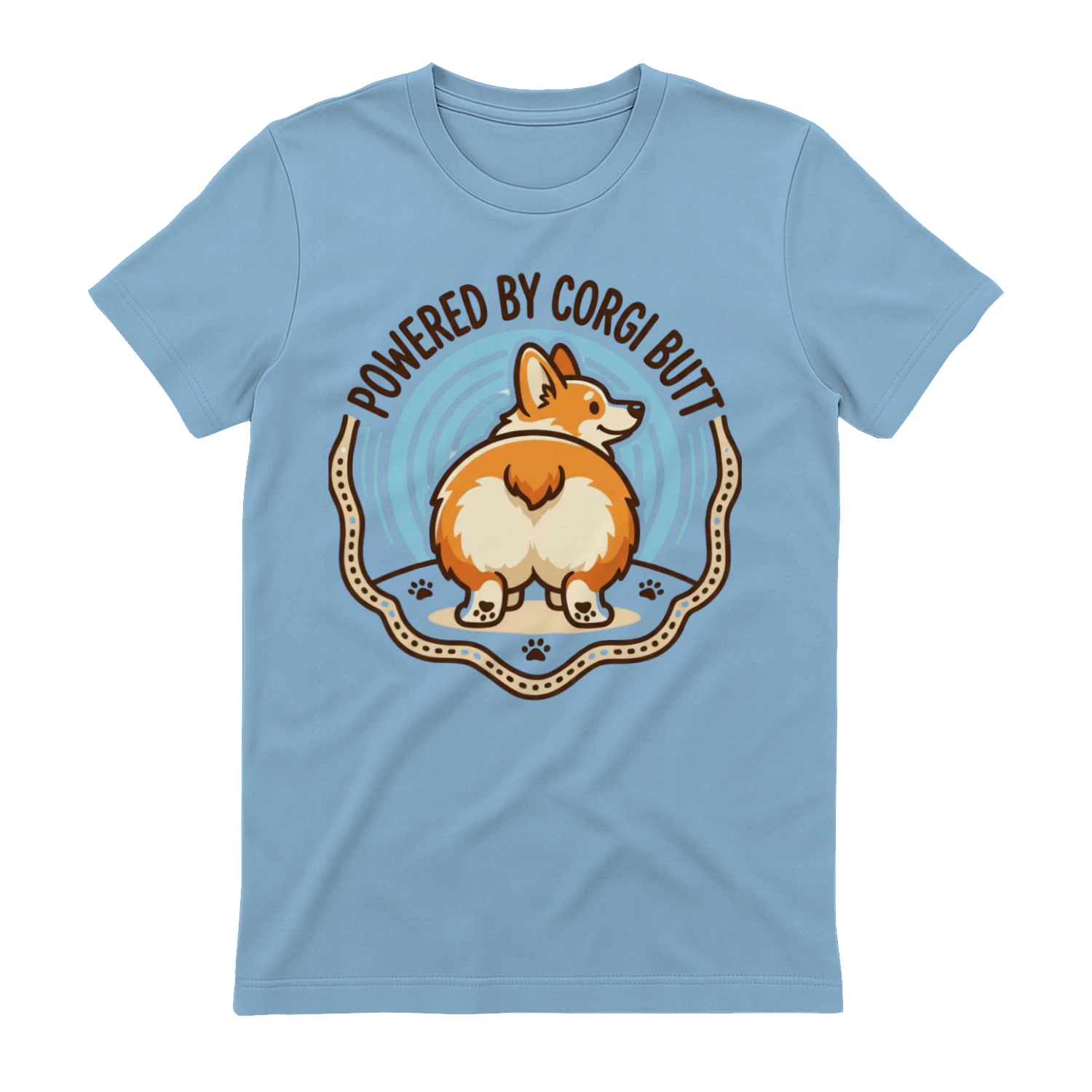 Powered by Corgi Butt Funny T-Shirt