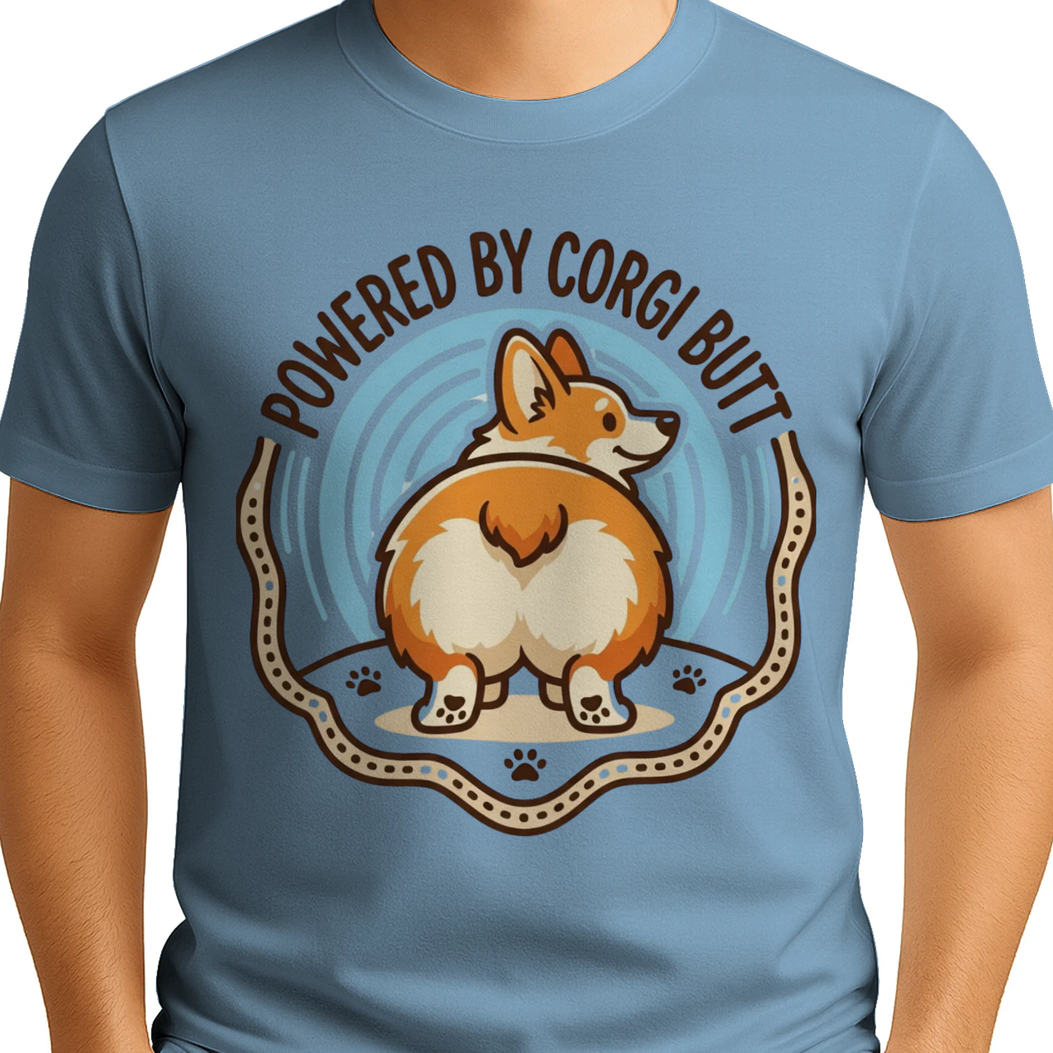 Powered by Corgi Butt Funny T-Shirt