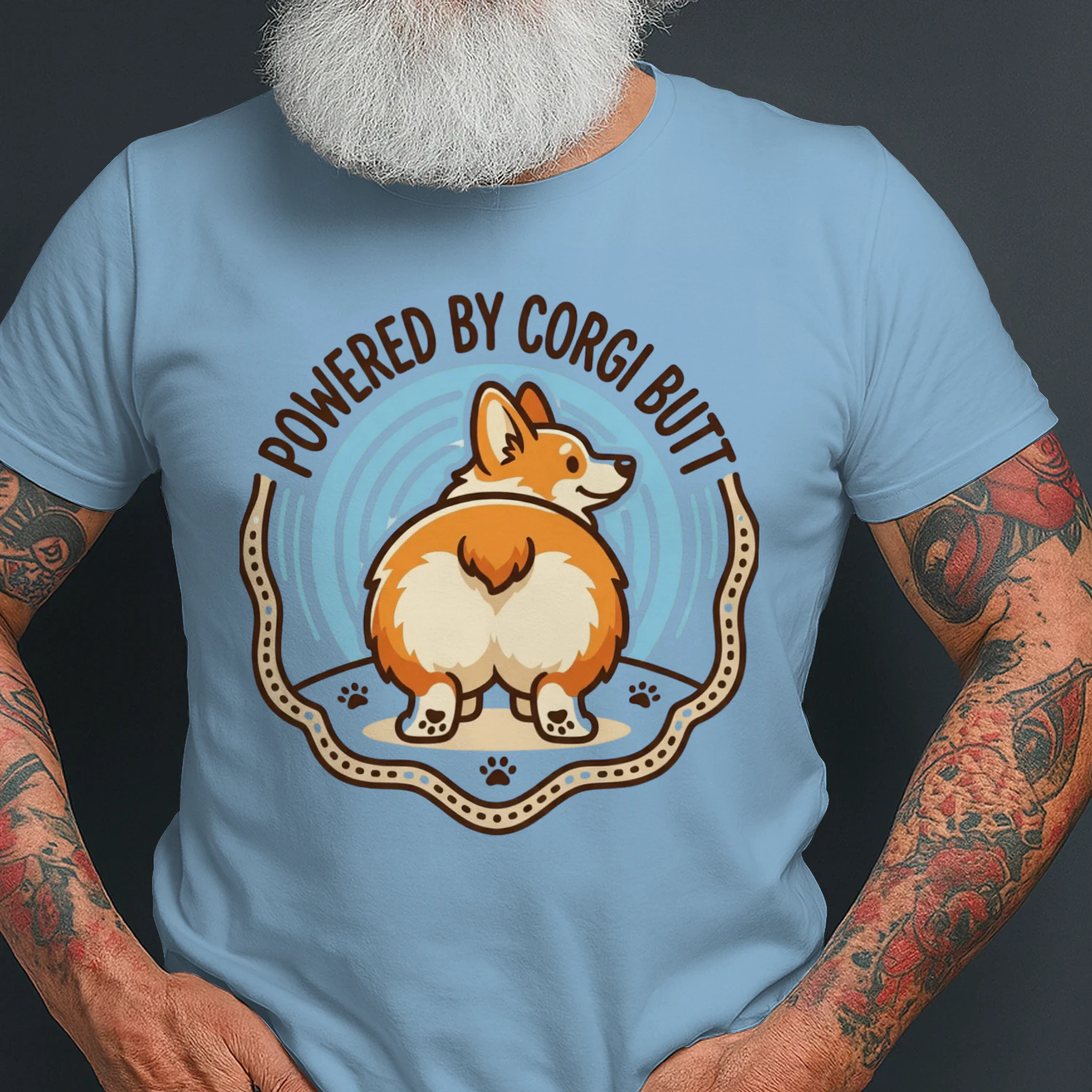 Powered by Corgi Butt Funny T-Shirt