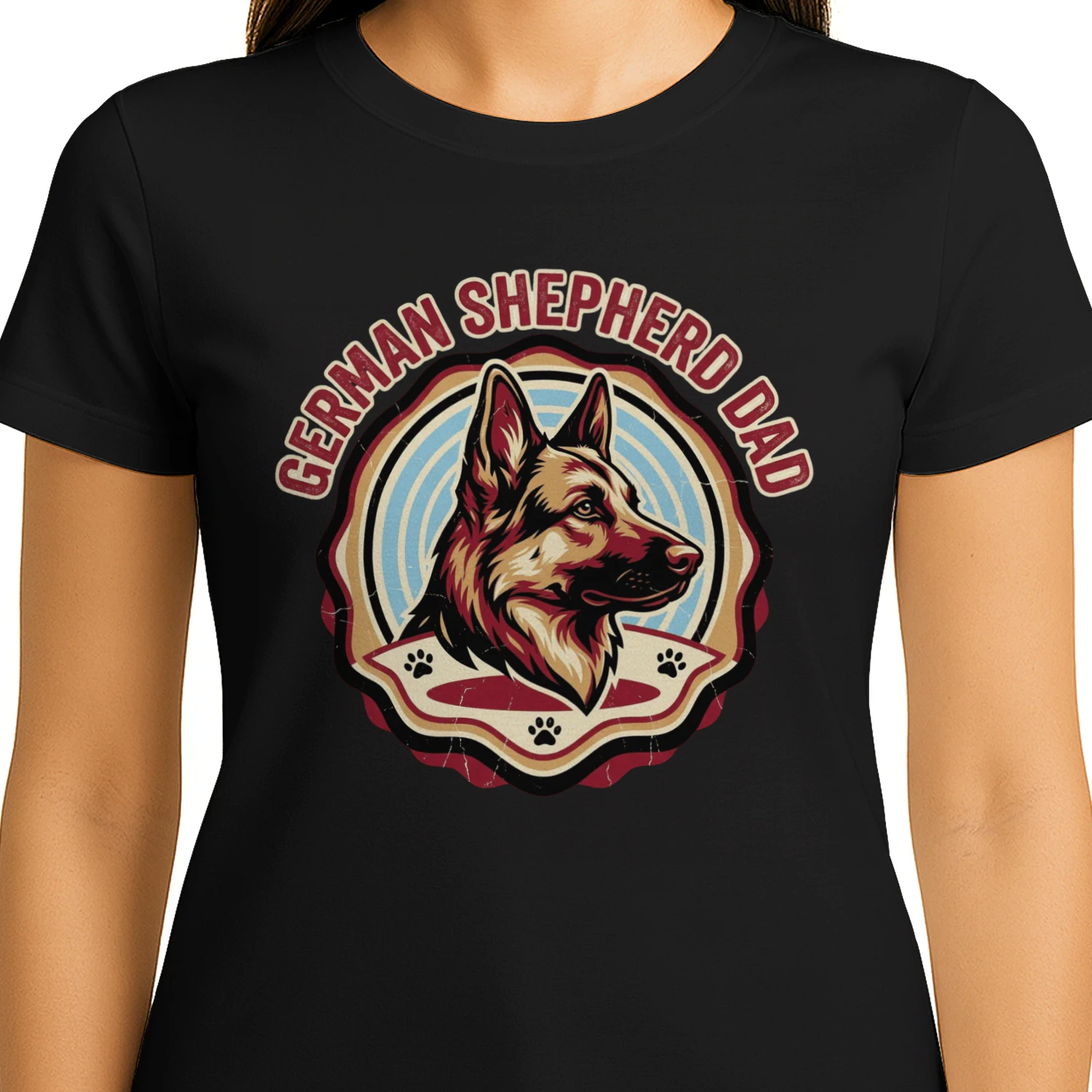 German Shepherd Dad Vintage Badge T-Shirt