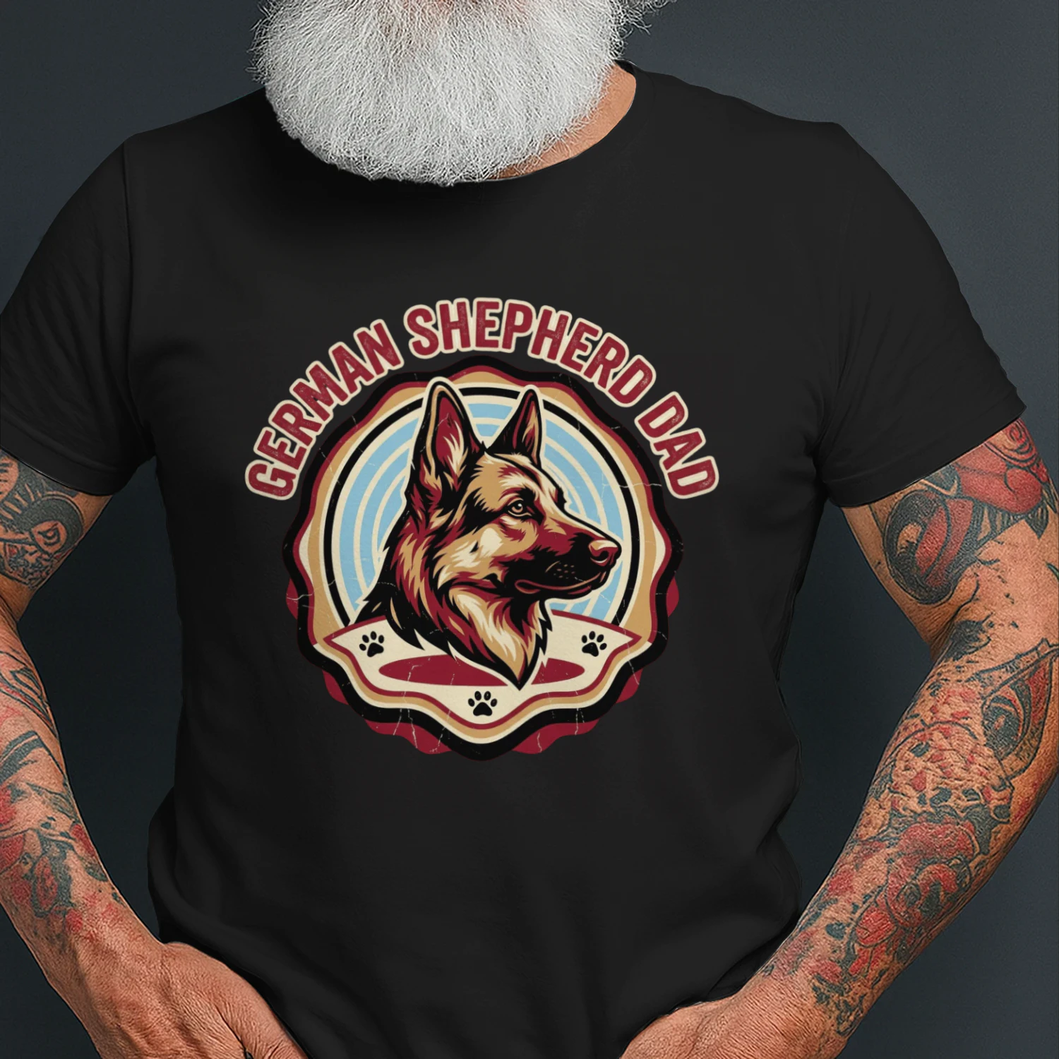 German Shepherd Dad Vintage Badge T-Shirt