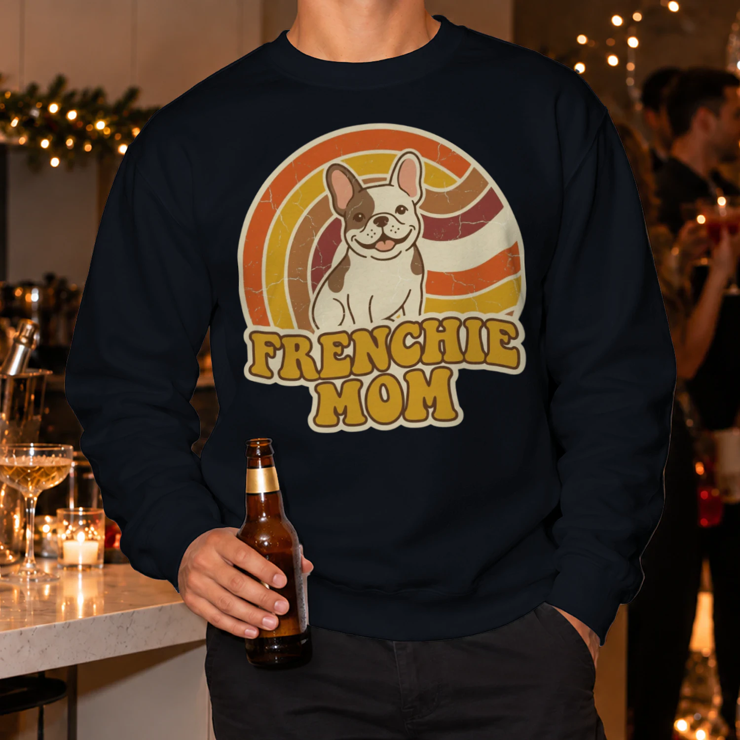 Frenchie Mom Retro 70s T-Shirt