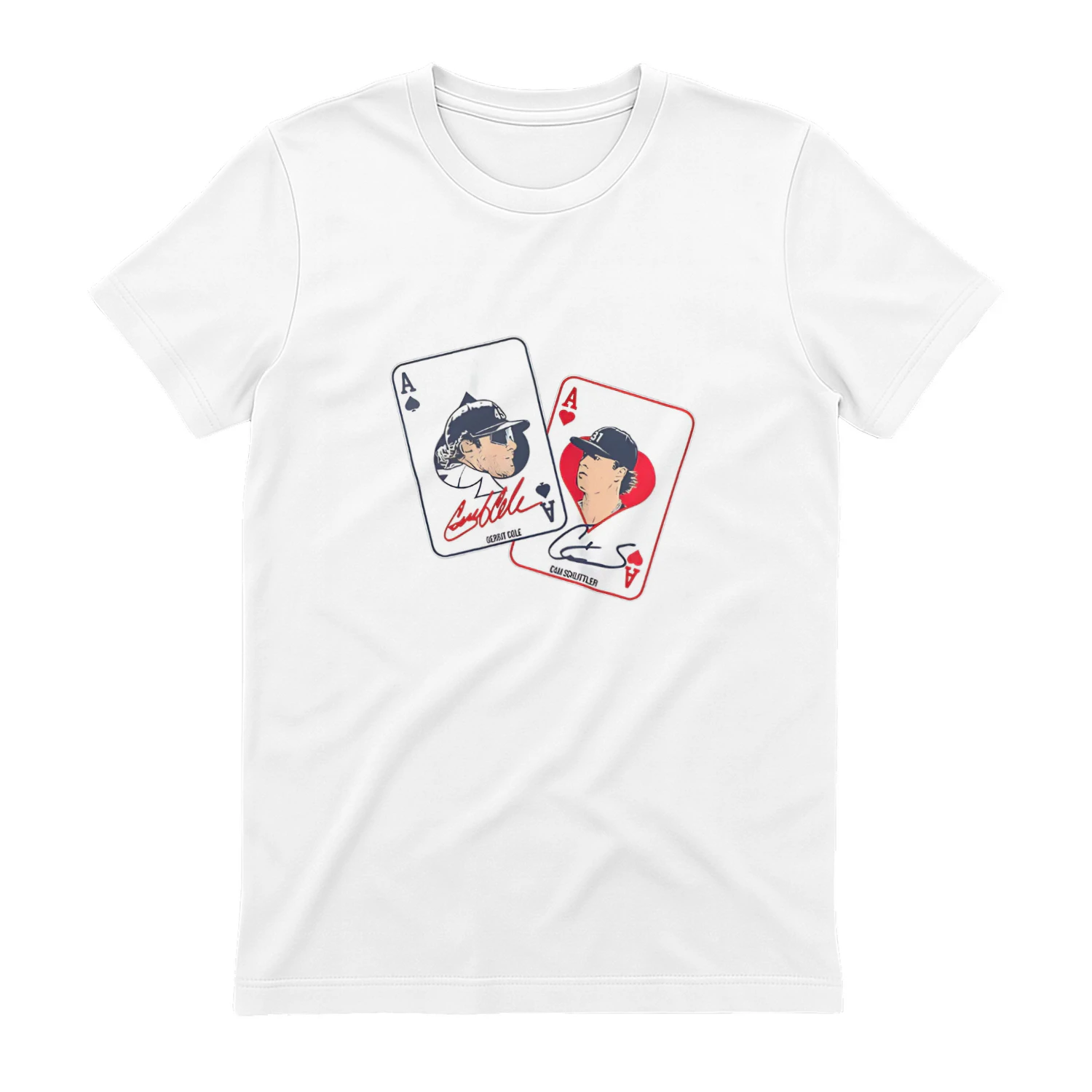 Gerrit Cole and Cam Schlittler New York Yankees MLB Aces playing card signature shirt