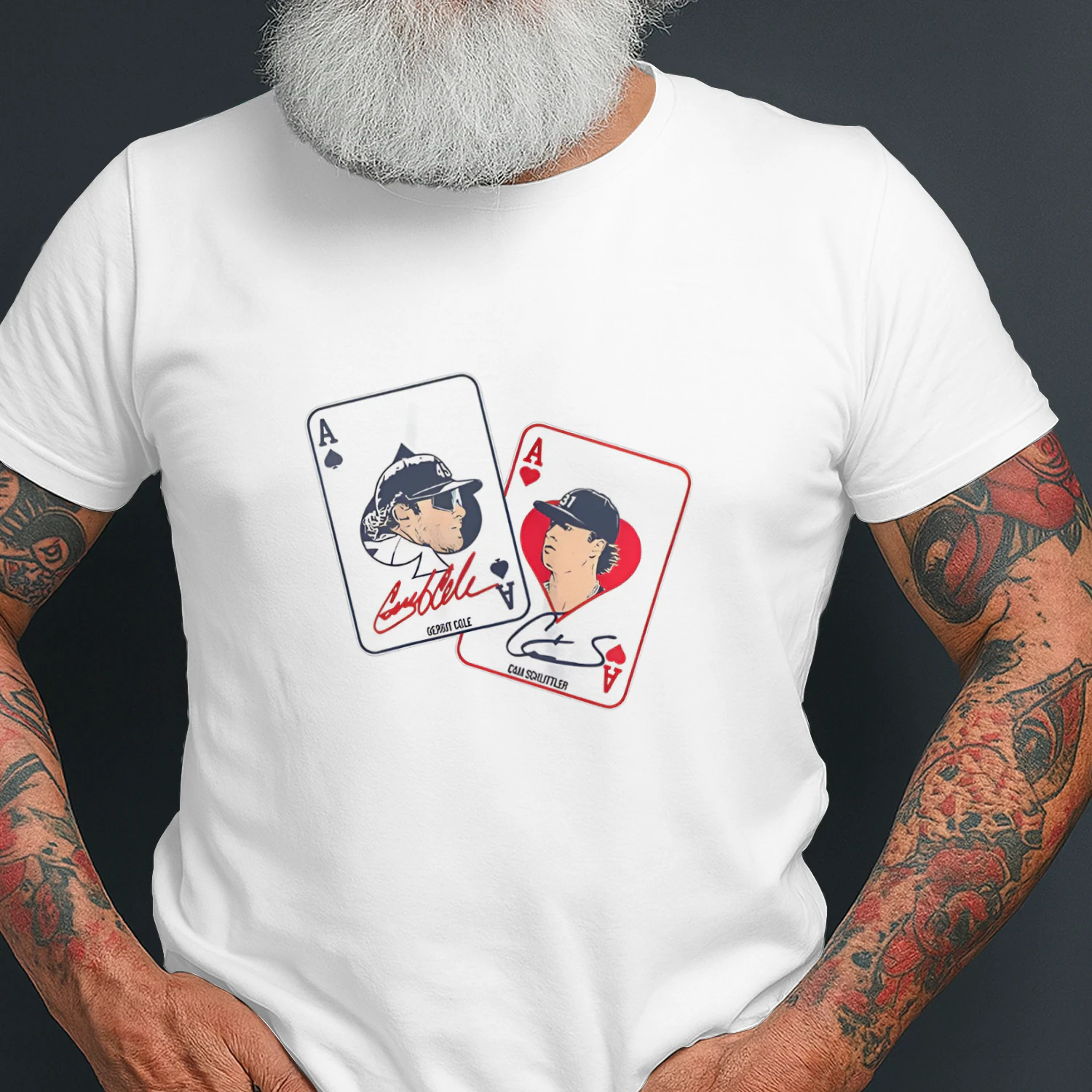Gerrit Cole and Cam Schlittler New York Yankees MLB Aces playing card signature shirt