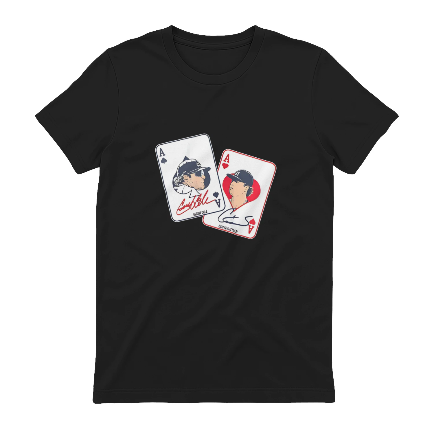 Gerrit Cole and Cam Schlittler New York Yankees MLB Aces playing card signature shirt