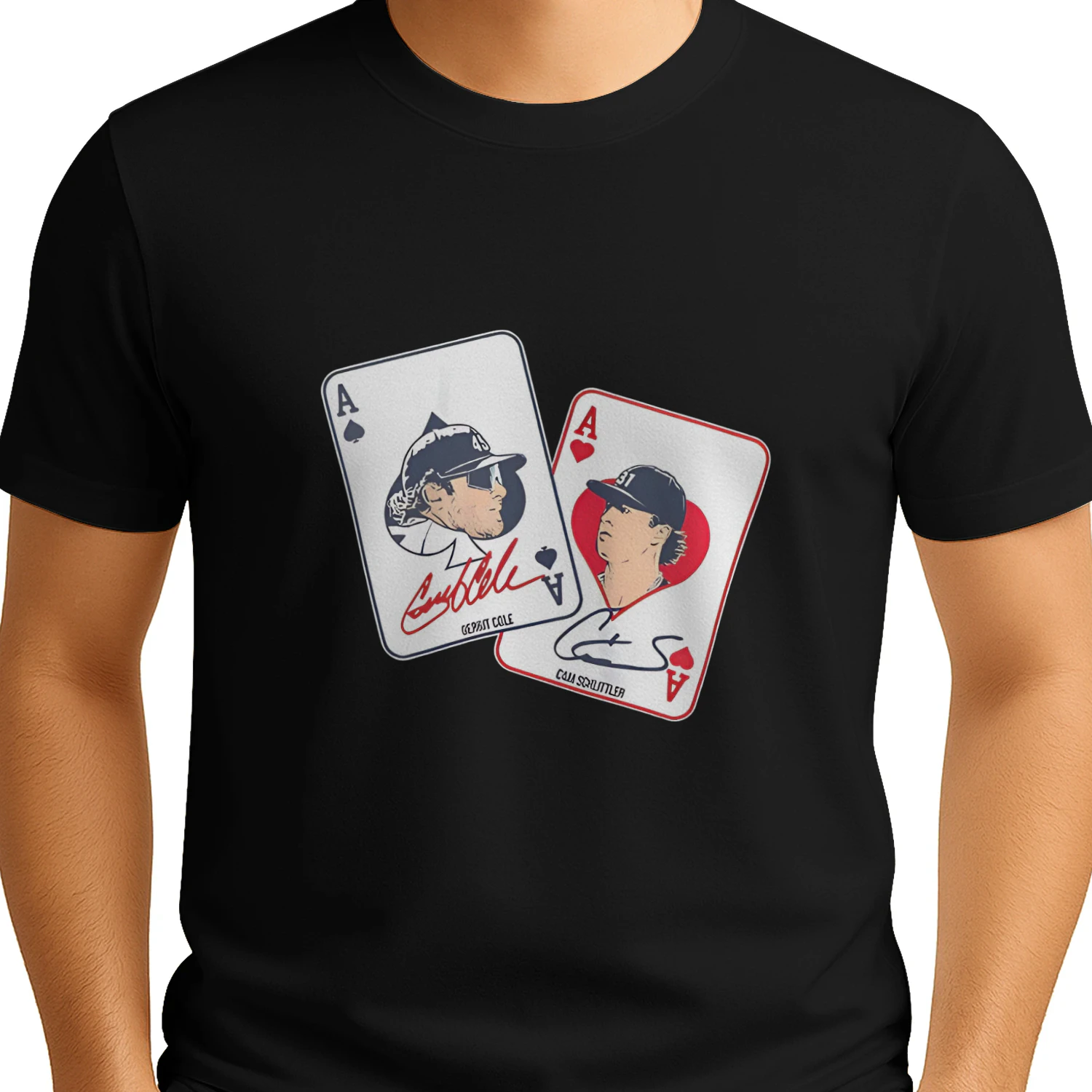 Gerrit Cole and Cam Schlittler New York Yankees MLB Aces playing card signature shirt