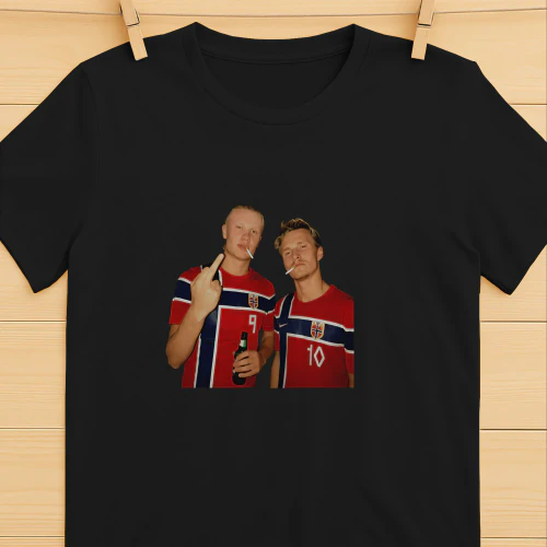 Erling Haaland and Martin Odegaard Norway smoking middle finger shirt
