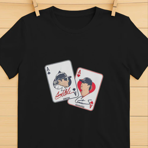 Gerrit Cole and Cam Schlittler New York Yankees MLB Aces playing card signature shirt