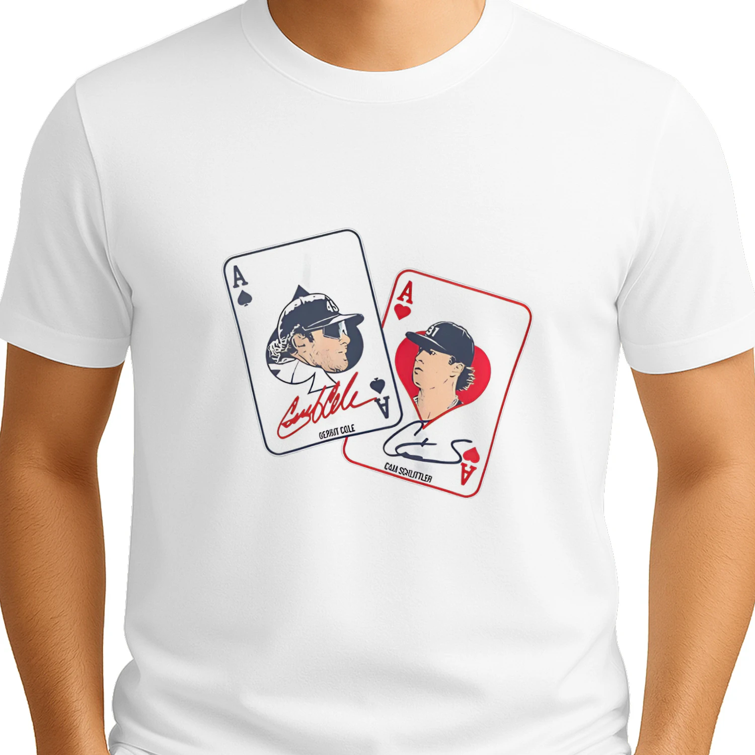 Gerrit Cole and Cam Schlittler New York Yankees MLB Aces playing card signature shirt