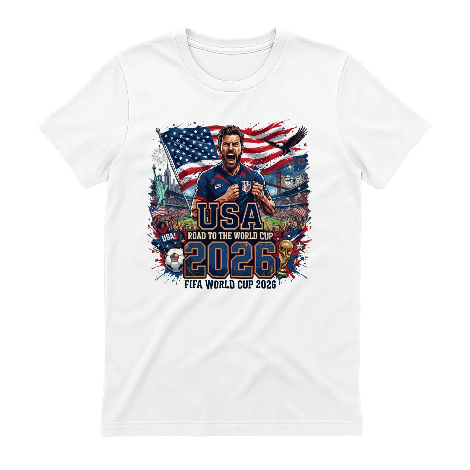 USA Road To World Cup 2026 Soccer Fan T-Shirt 🇺🇸⚽ Football Supporter Graphic Tee, USA Match Day Shirt, Get Yours!