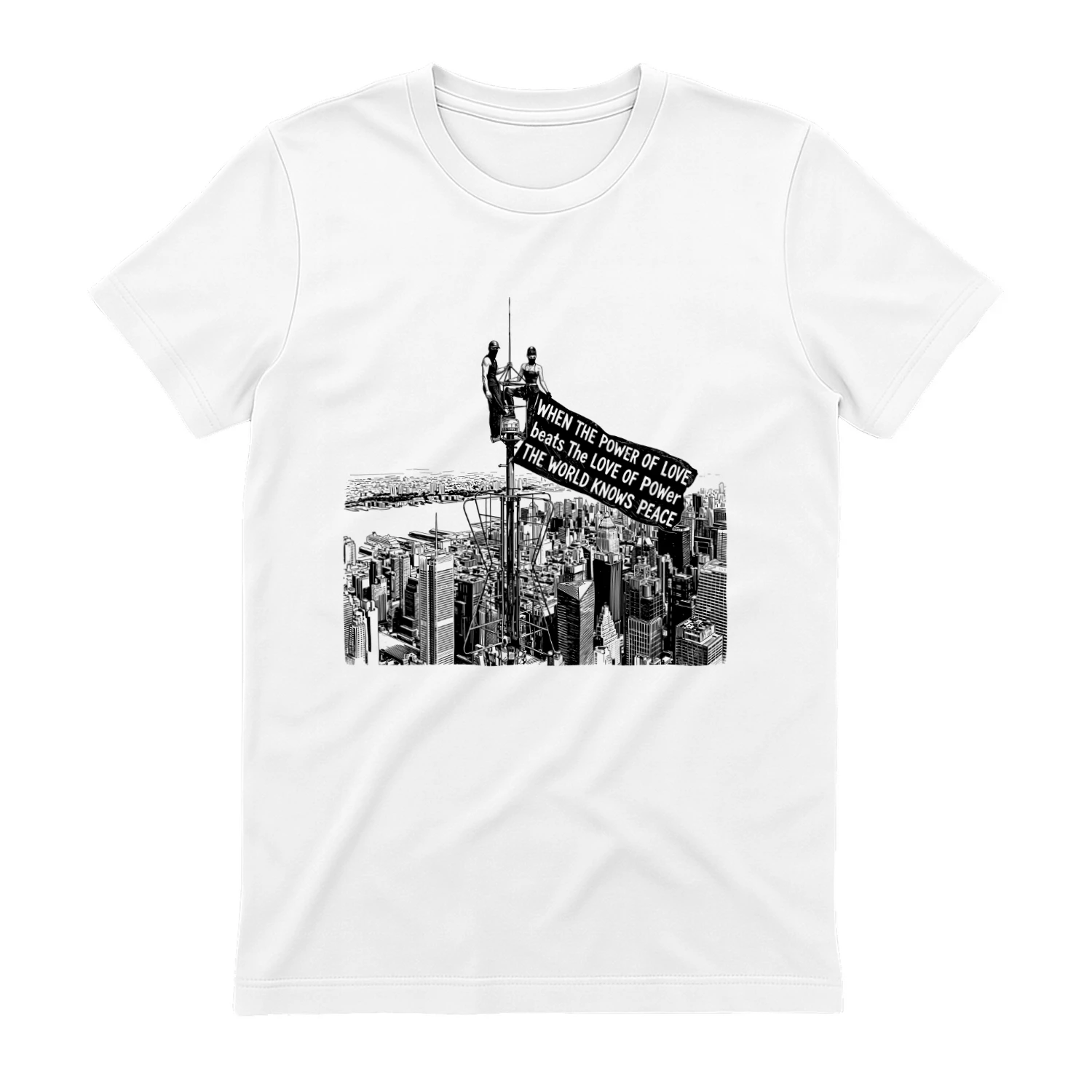 ☮️ When The Power of Love Beats The Love of Power Peace Classic Unisex T-shirt, Inspirational Quote Graphic Classic Unisex T-shirt, Unisex Art T-Shirt, Get Yours!