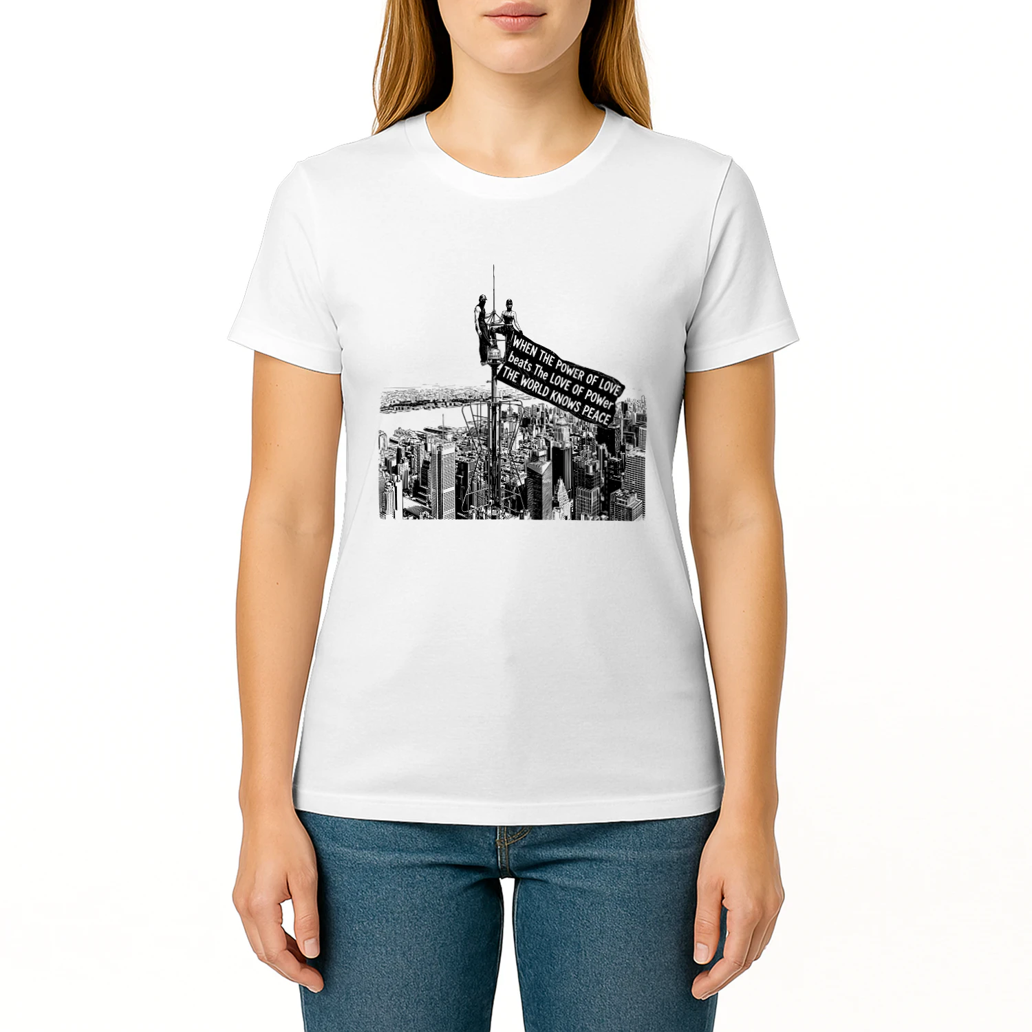 ☮️ When The Power of Love Beats The Love of Power Peace Classic Unisex T-shirt, Inspirational Quote Graphic Classic Unisex T-shirt, Unisex Art T-Shirt, Get Yours!