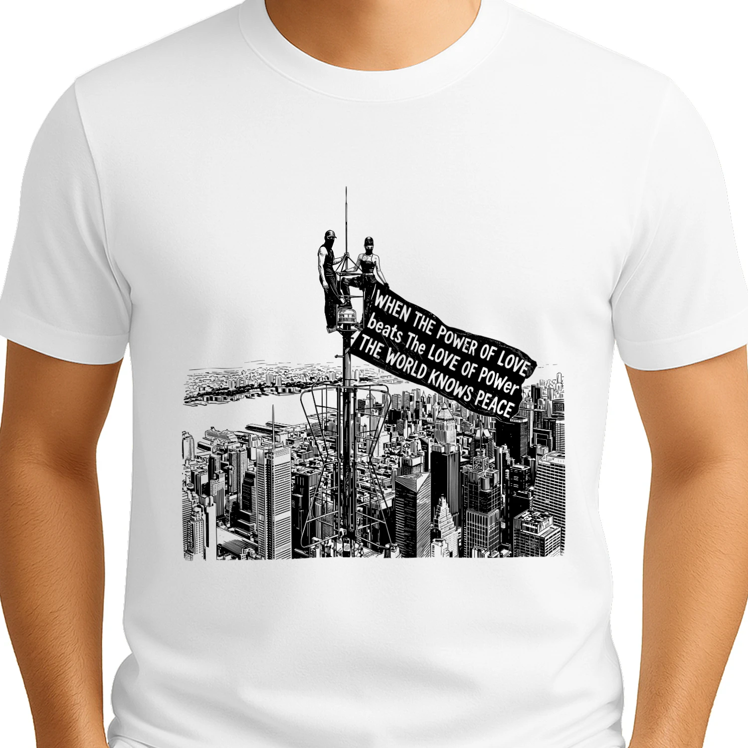 ☮️ When The Power of Love Beats The Love of Power Peace Classic Unisex T-shirt, Inspirational Quote Graphic Classic Unisex T-shirt, Unisex Art T-Shirt, Get Yours!