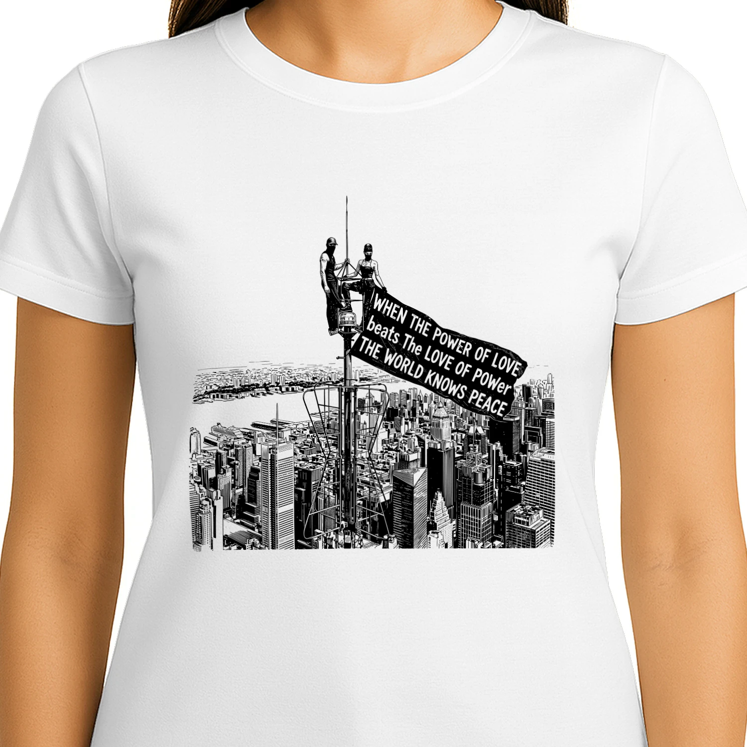 ☮️ When The Power of Love Beats The Love of Power Peace Classic Unisex T-shirt, Inspirational Quote Graphic Classic Unisex T-shirt, Unisex Art T-Shirt, Get Yours!